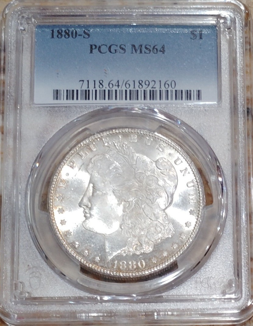 1880-S Morgan Dollar, PCGS MS64, Mint Lustre with Golden Rim Toning