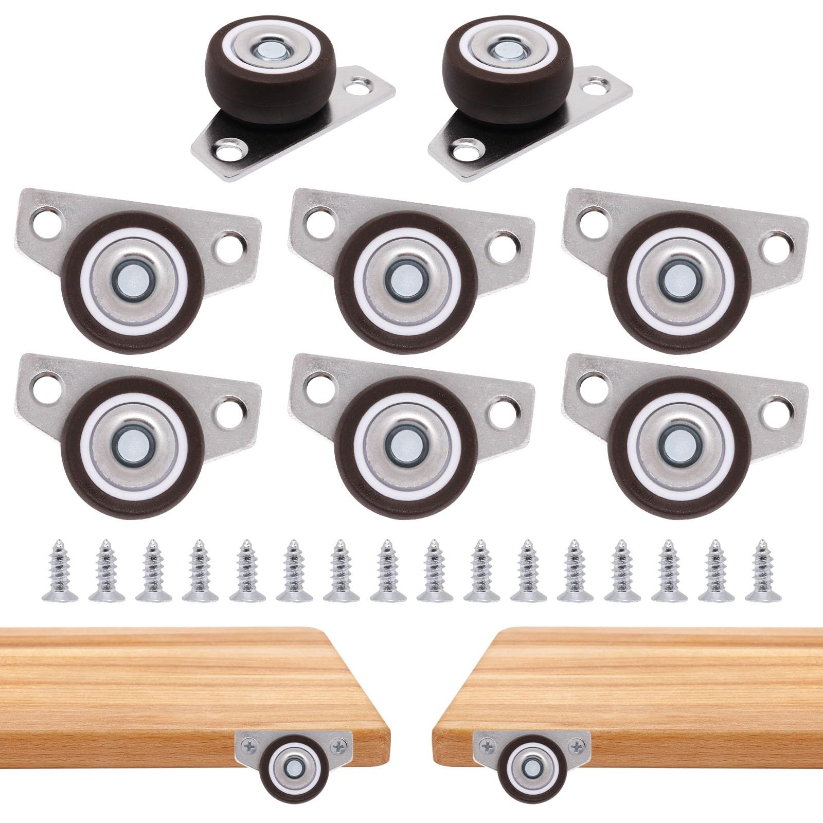 8 PCS 11/4 Inch Low Profile Side Mount Fixed Caster Wheels Furniture 36lb