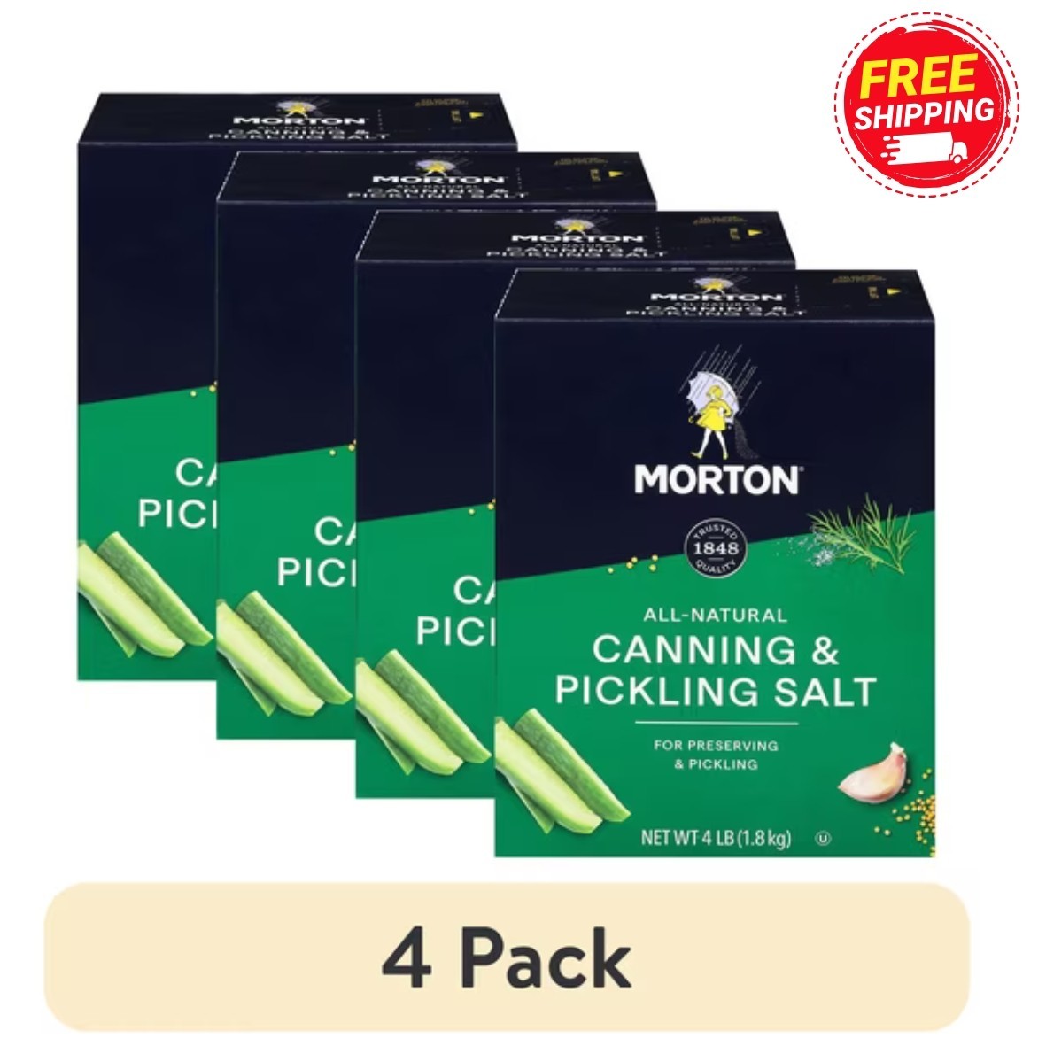 4 pack,Morton Canning , Pickling Salt, 4 lb.