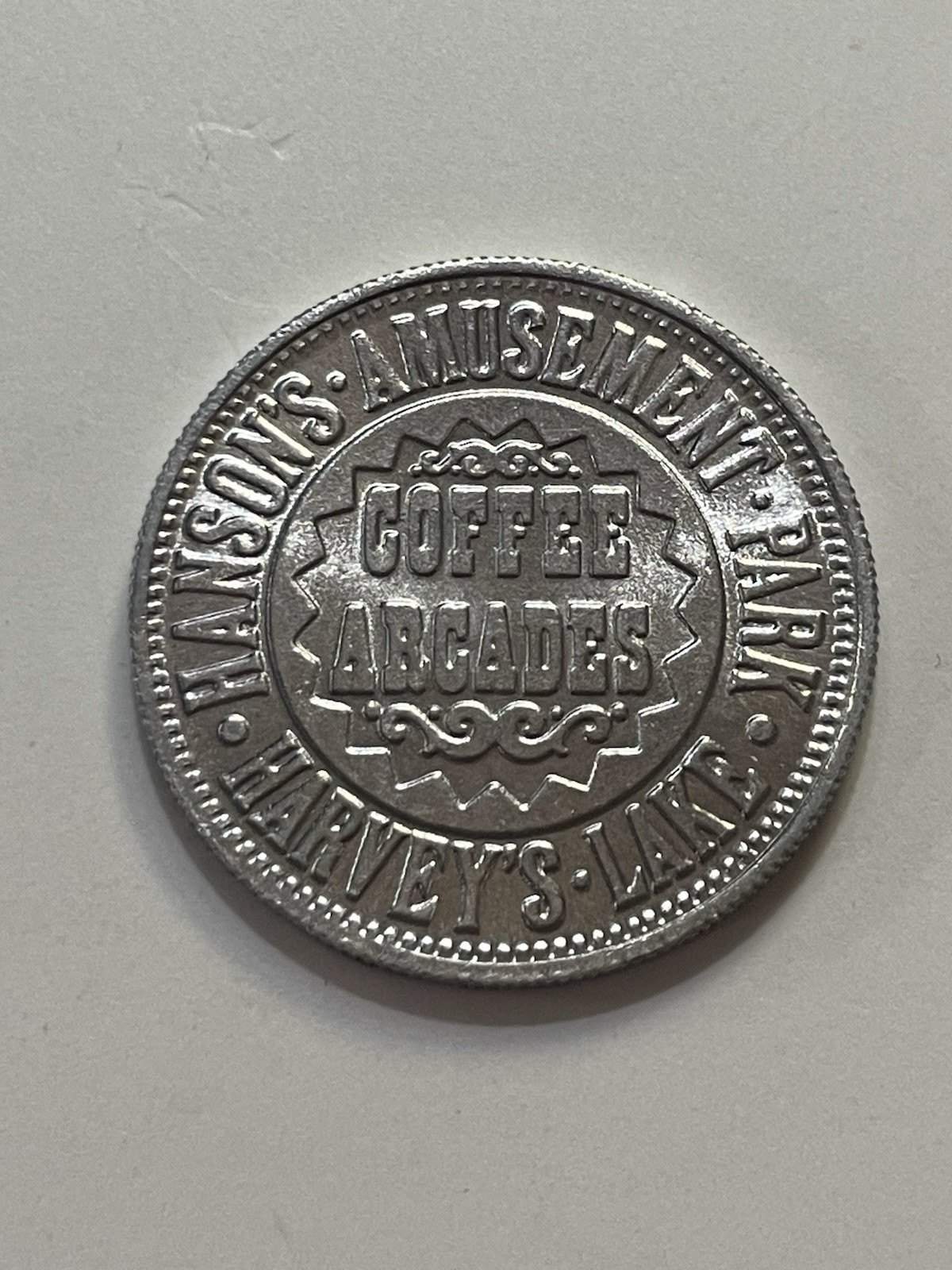 Harveys Lake, PA, Hanson\'s Amusement Park Coffee Arcades Arcade Token, TC-265602