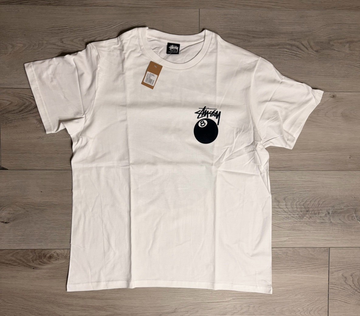 Stussy 8-Ball T-Shirt White Black Size L/Large New Men\'s Short Sleeve Skate Tee Stussy 8-Ball T-Shirt White Black Size L/Large New Men\'s Short Sleeve Skate Tee
