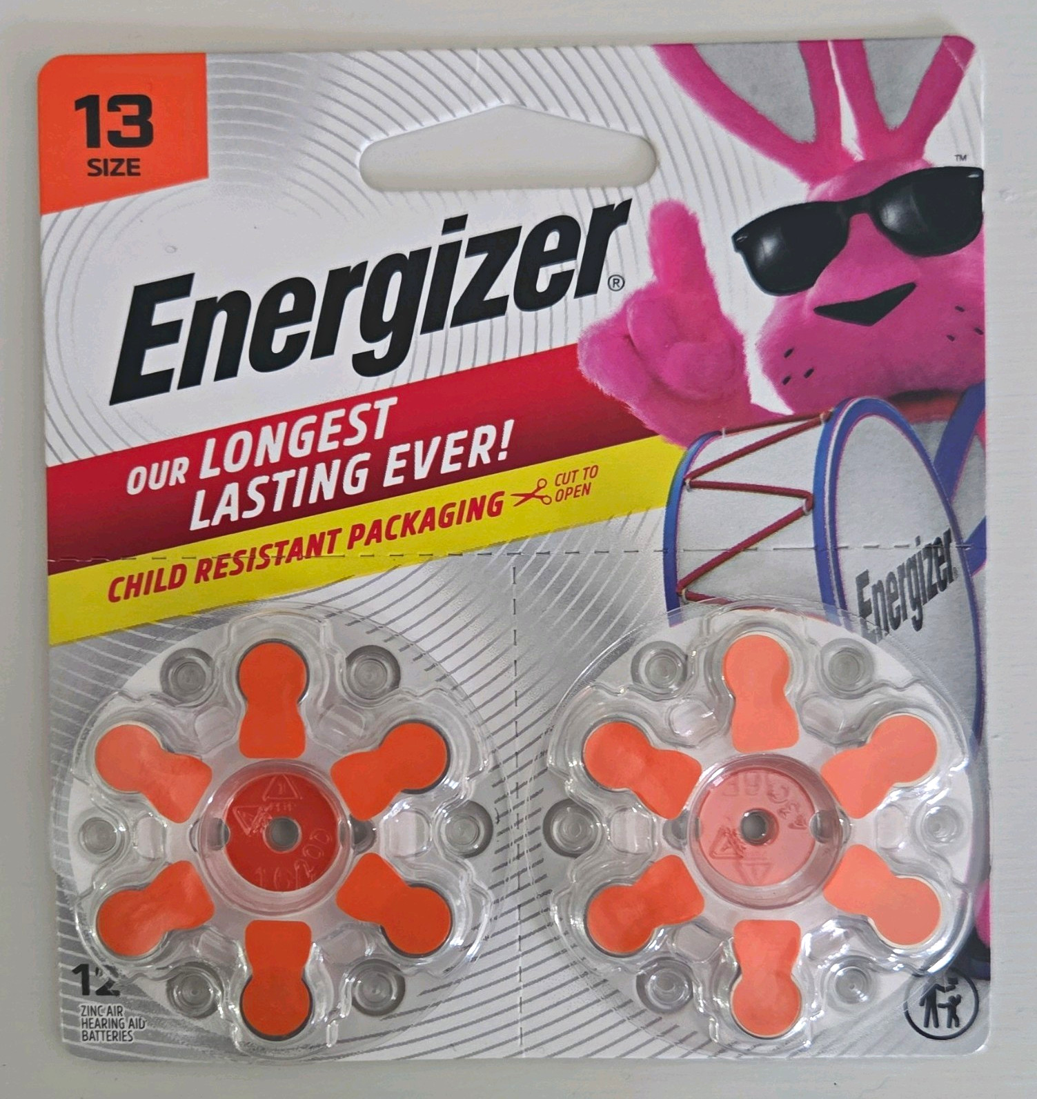Energizer Size 13 Orange Zinc-Air Hearing Aid Batteries 1.45V 12 Pack