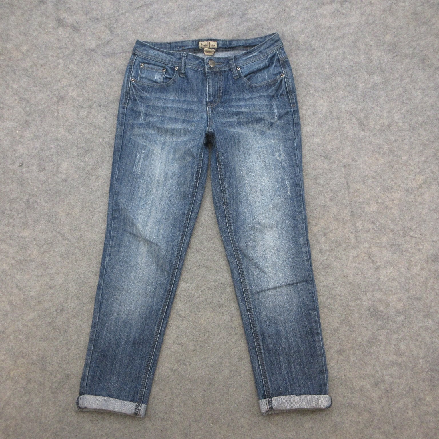 Earl Jean Women’s Jeans Size 8 Blue Distressed Slim Fit Stretch Denim Earl Jean Women’s Jeans Size 8 Blue Distressed Slim Fit Stretch Denim