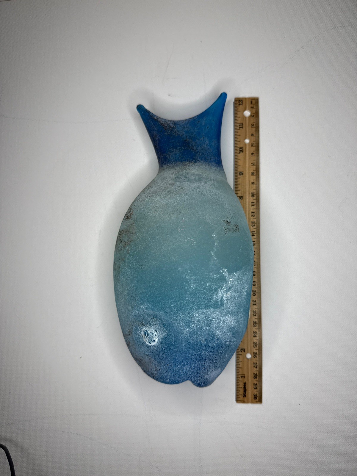 Rare 1981 Cenedese Fagio Rosi Murano Scavo Glass Fish Sculpture Signed 12