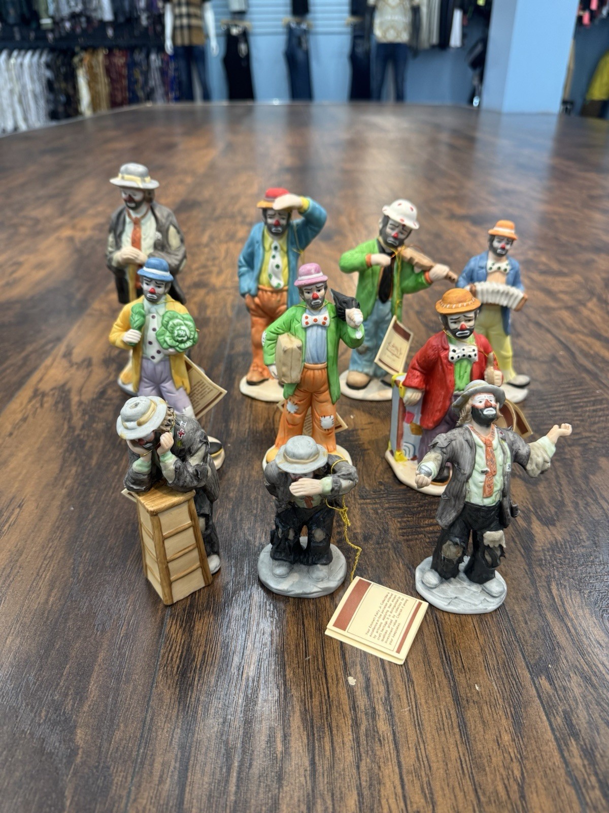 Lot of (10) Flambro Emmett Kelly Jr Clown Figurines Porcelain With Boxes Lot of (10) Flambro Emmett Kelly Jr Clown Figurines Porcelain With Boxes
