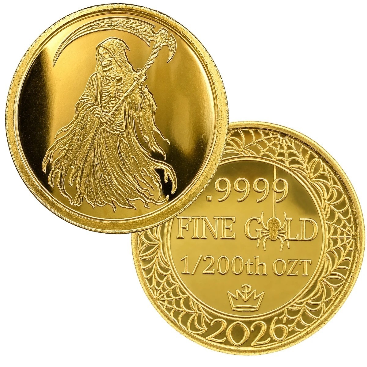 Grim Reaper 1/200 Oz .9999 Fine Gold Round (Sealed in Capsule)