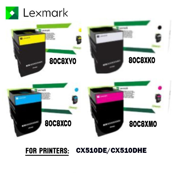 Genuine Lexmark Extra High Yield Return Toner Cartridges 808XM/808XY/808XC/808XK