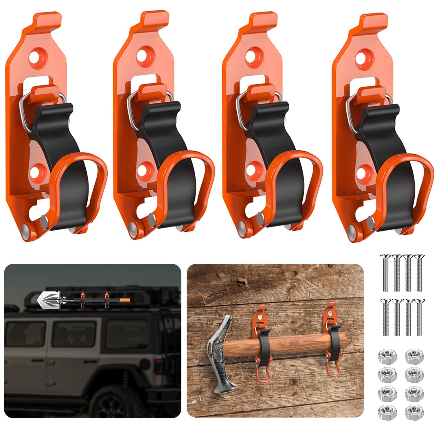 4Pcs Heavy Duty Shovel Holder for Truck, Shovel Mount for Roof Rack with Metal 4Pcs Heavy Duty Shovel Holder for Truck, Shovel Mount for Roof Rack with Metal