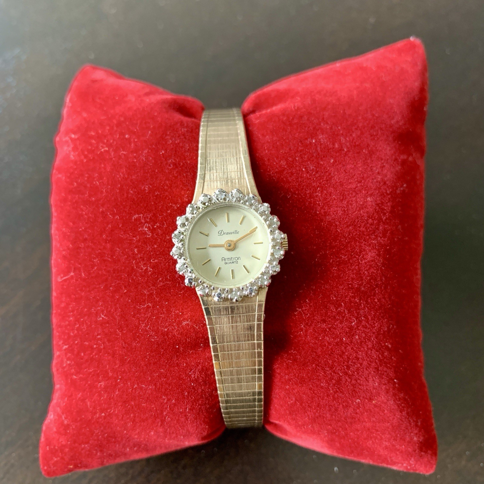 Vintage DEAUVILLE By Armitron Watch Gold Tone Diamond Quartz Untested