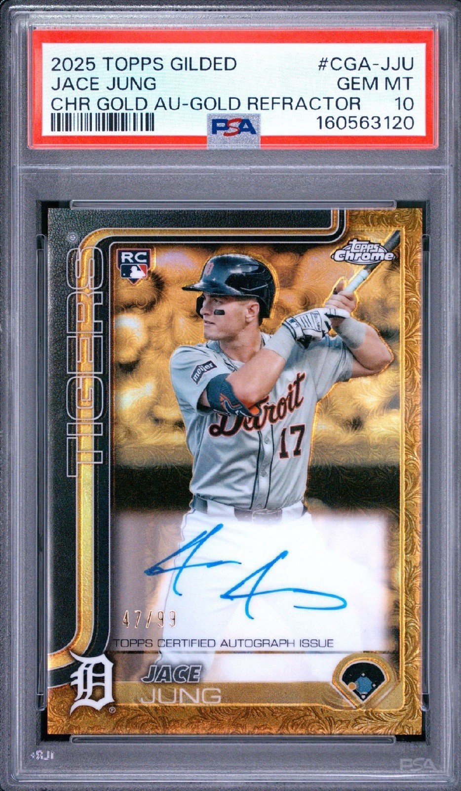 2025 TOPPS GILDED COLLECTION CHROME AUTOGRAPHS #CGA-JJU JACE JUNG GOLD REFRACTOR 2025 TOPPS GILDED COLLECTION CHROME AUTOGRAPHS #CGA-JJU JACE JUNG GOLD REFRACTOR