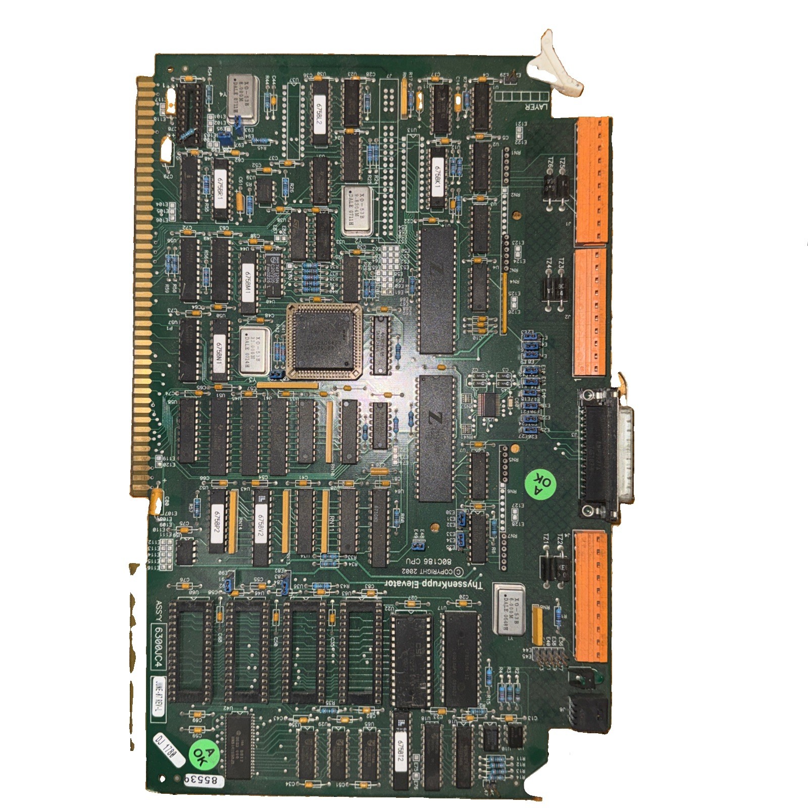 ThyssenKrupp / Dover TAC50 80C186 CPU Board ASS\'Y 6300JC4 Rev L – Tested (B5)