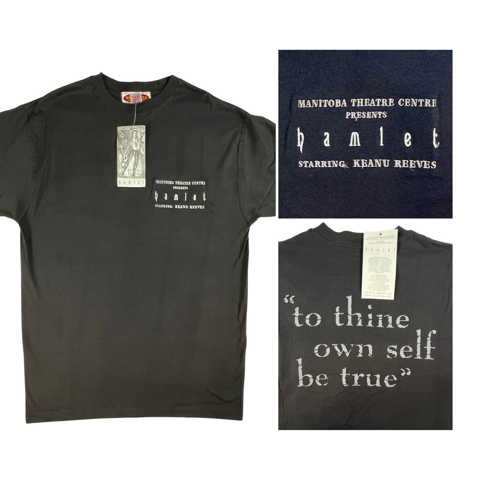 Vintage 1995 Keanu Reeves Hamlet T Shirt Manitoba Theatre Centre NWT XL USA RARE Vintage 1995 Keanu Reeves Hamlet T Shirt Manitoba Theatre Centre NWT XL USA RARE