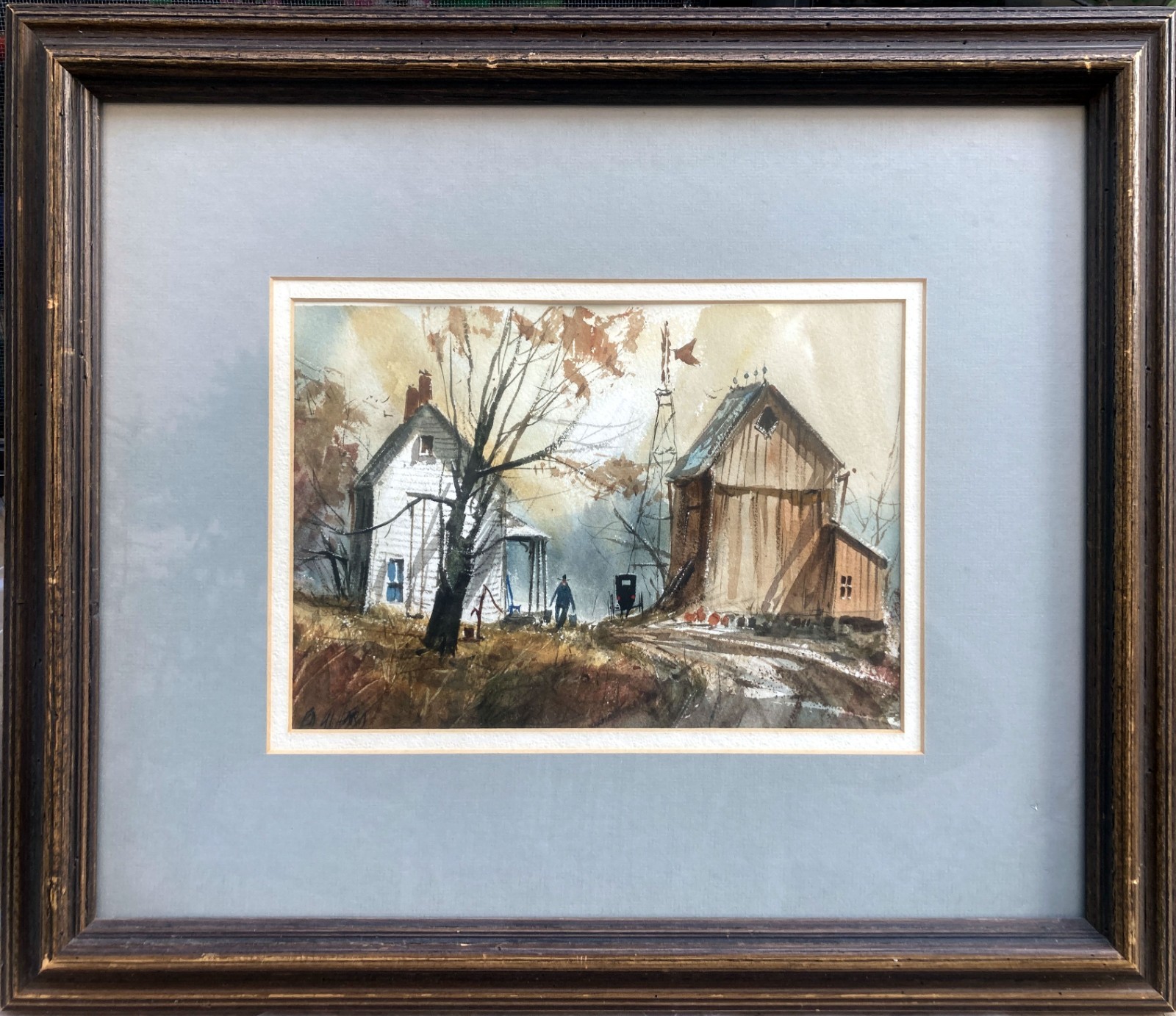 Ed Gifford  ORIGINAL WATERCOLOR  Back East Farm and Barn