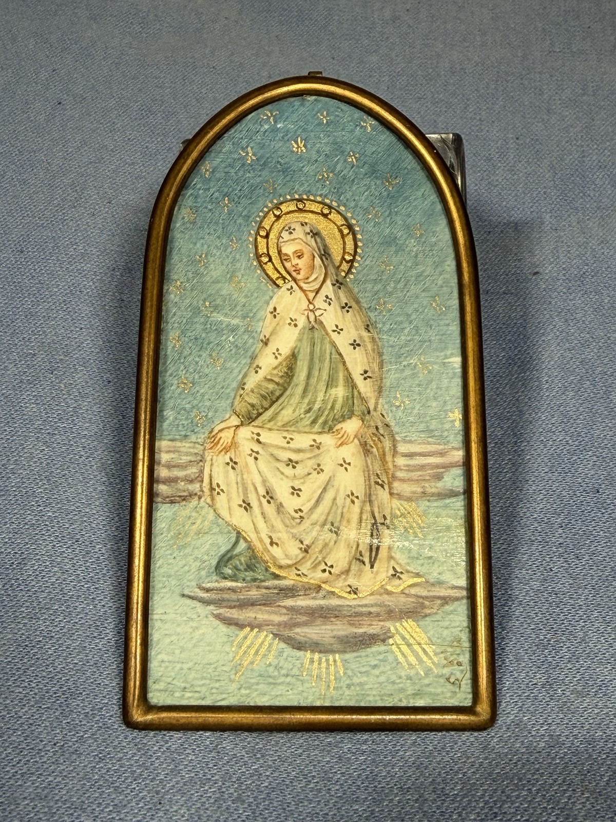 VINTAGE 1800\'S MINIATURE PAINTING OF THE MADONNA -ITALY 3.25 X 1.75\ VINTAGE 1800\'S MINIATURE PAINTING OF THE MADONNA -ITALY 3.25 X 1.75\