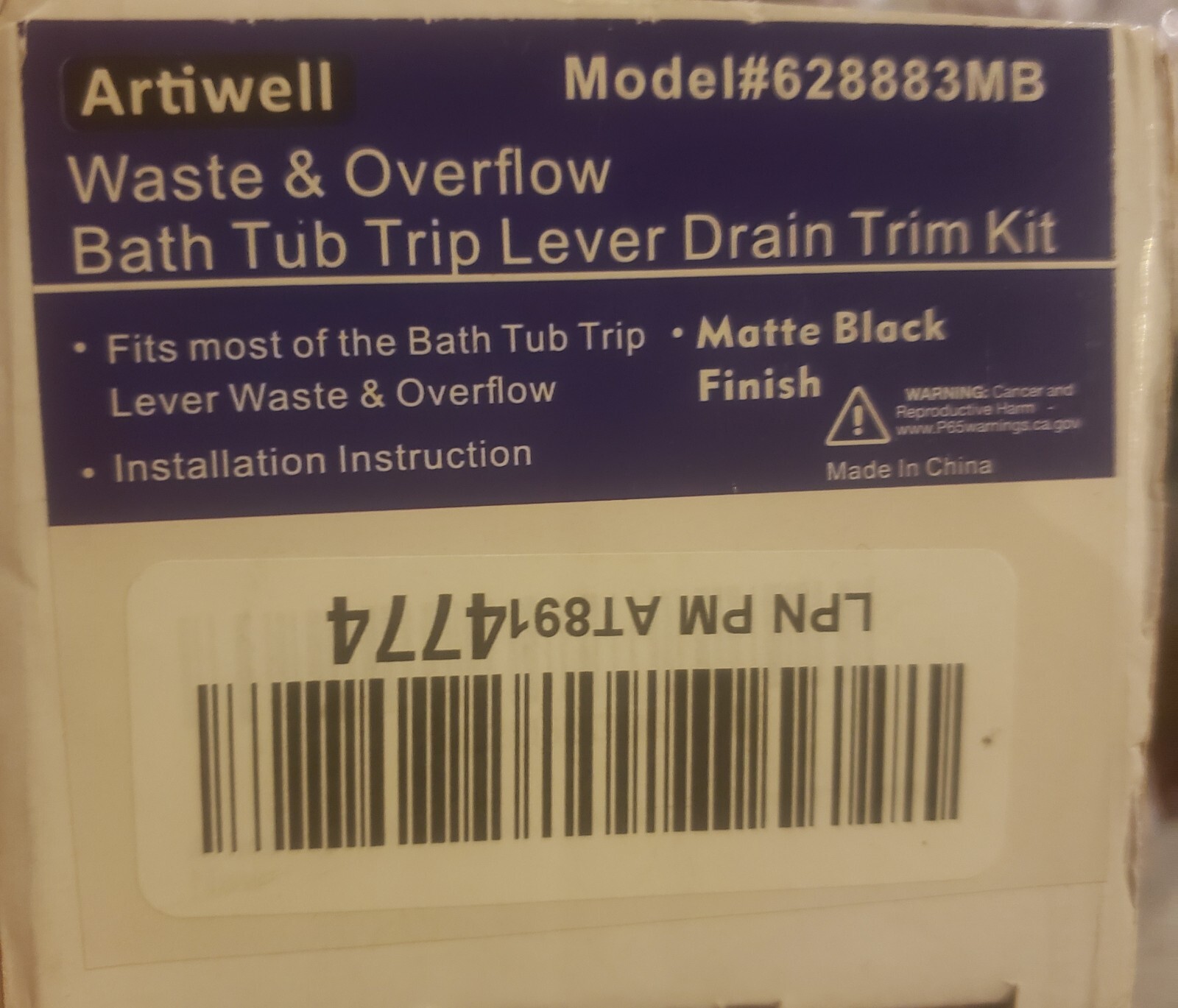 Artiwell 628883MB Waste & Overflow Bath Tub Trip Lever Drain Trim Kit Artiwell 628883MB Waste & Overflow Bath Tub Trip Lever Drain Trim Kit