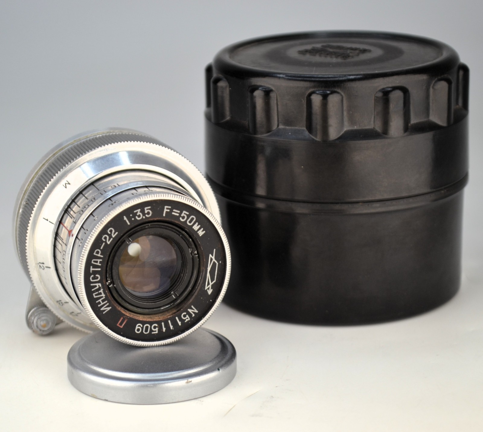 SERVICED 1951 NON-COLLAPSIBLE USSR INDUSTAR-22 f3.5/50 M39 RF LENS for ZORKI-1