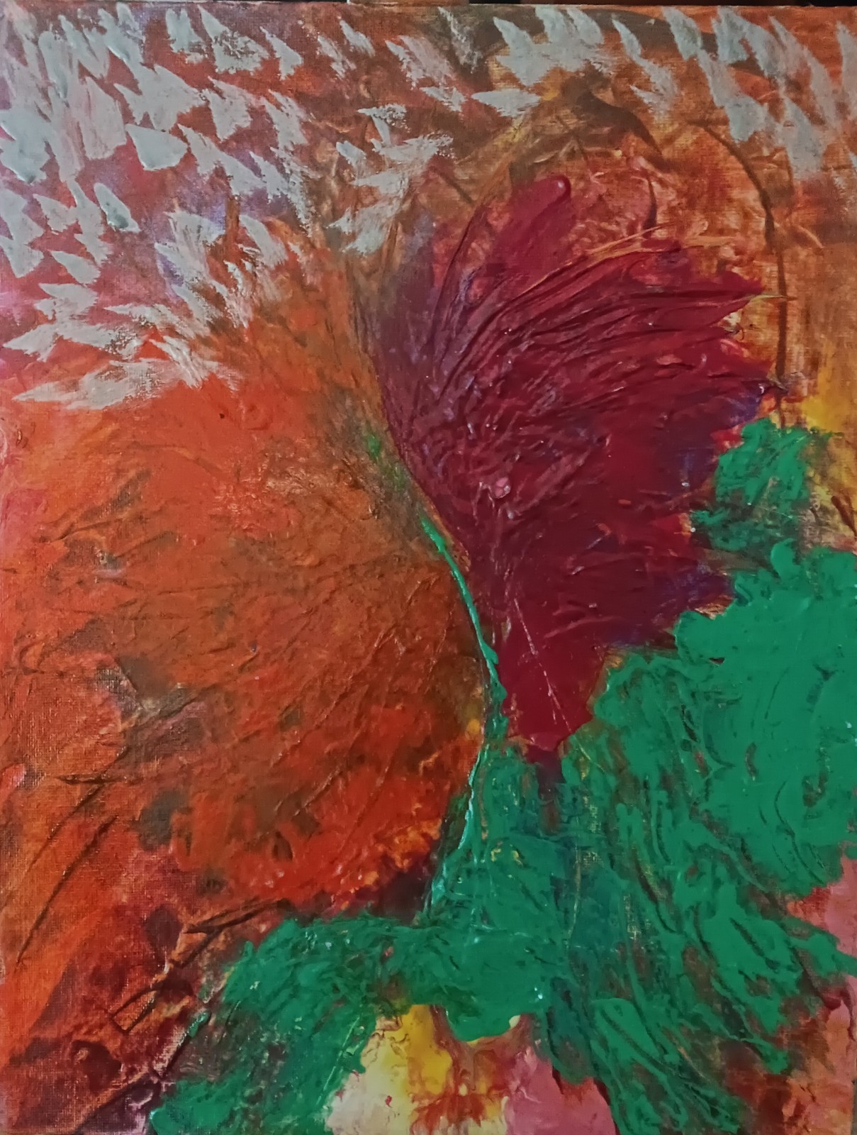 Original Acrylic Painting Abstract Flowers On Board 11x14