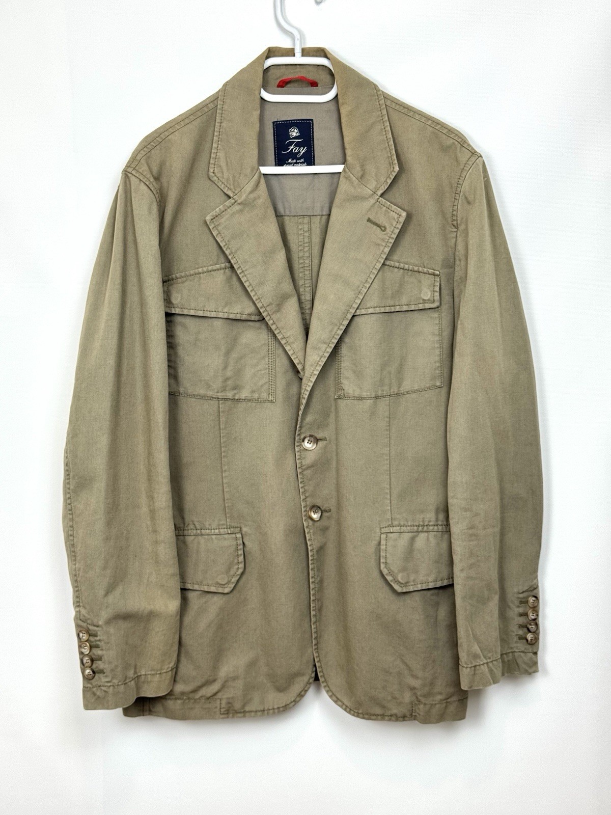 Fay Blazer Jacket Coat Utility Gray Cotton Linen Italian Men’s Size M, 50