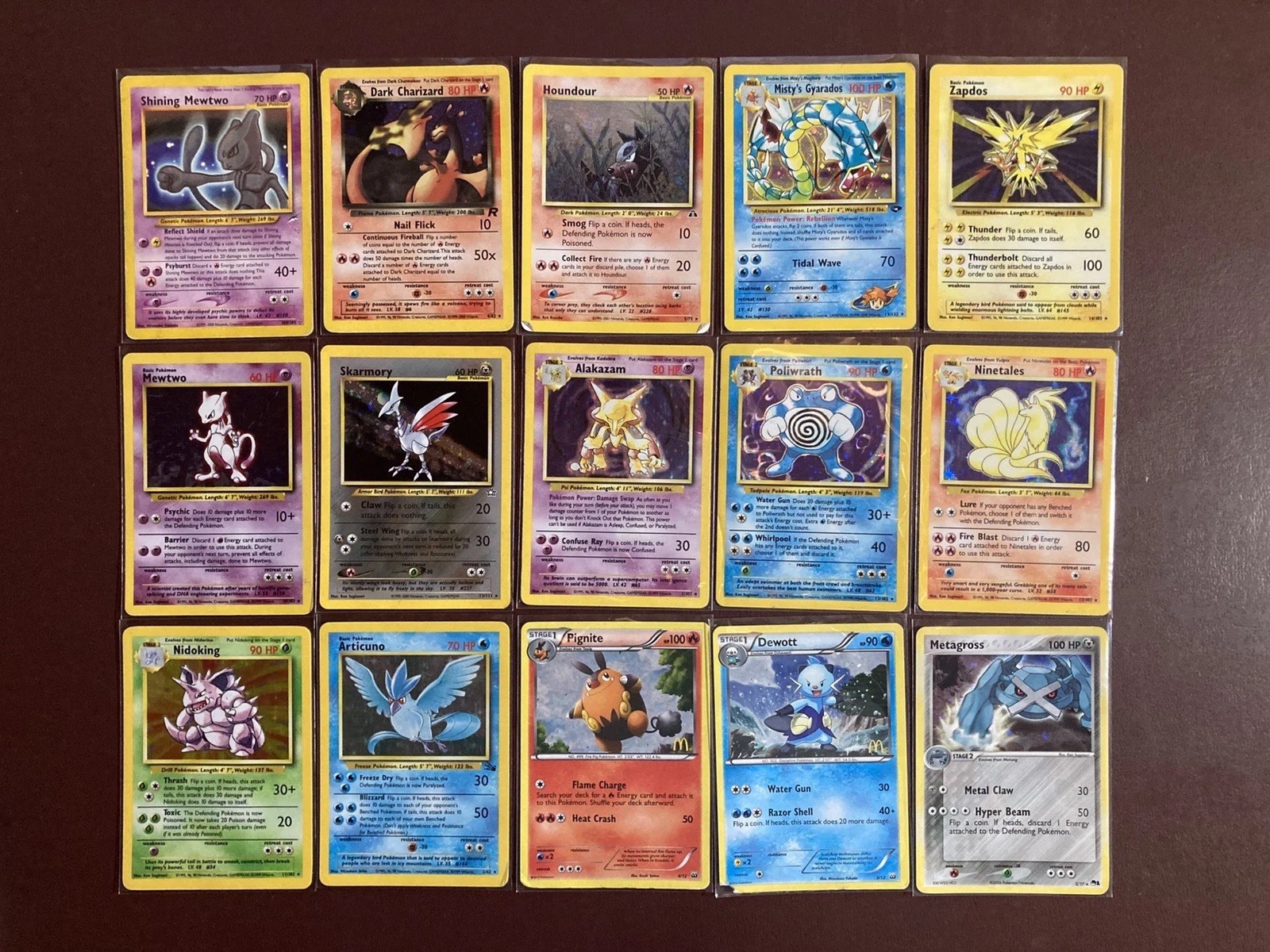 Pokemon Vintage Holo Rare Lot 27 Cards Shining Mewtwo Dark Charizard WOTC HP-DMG