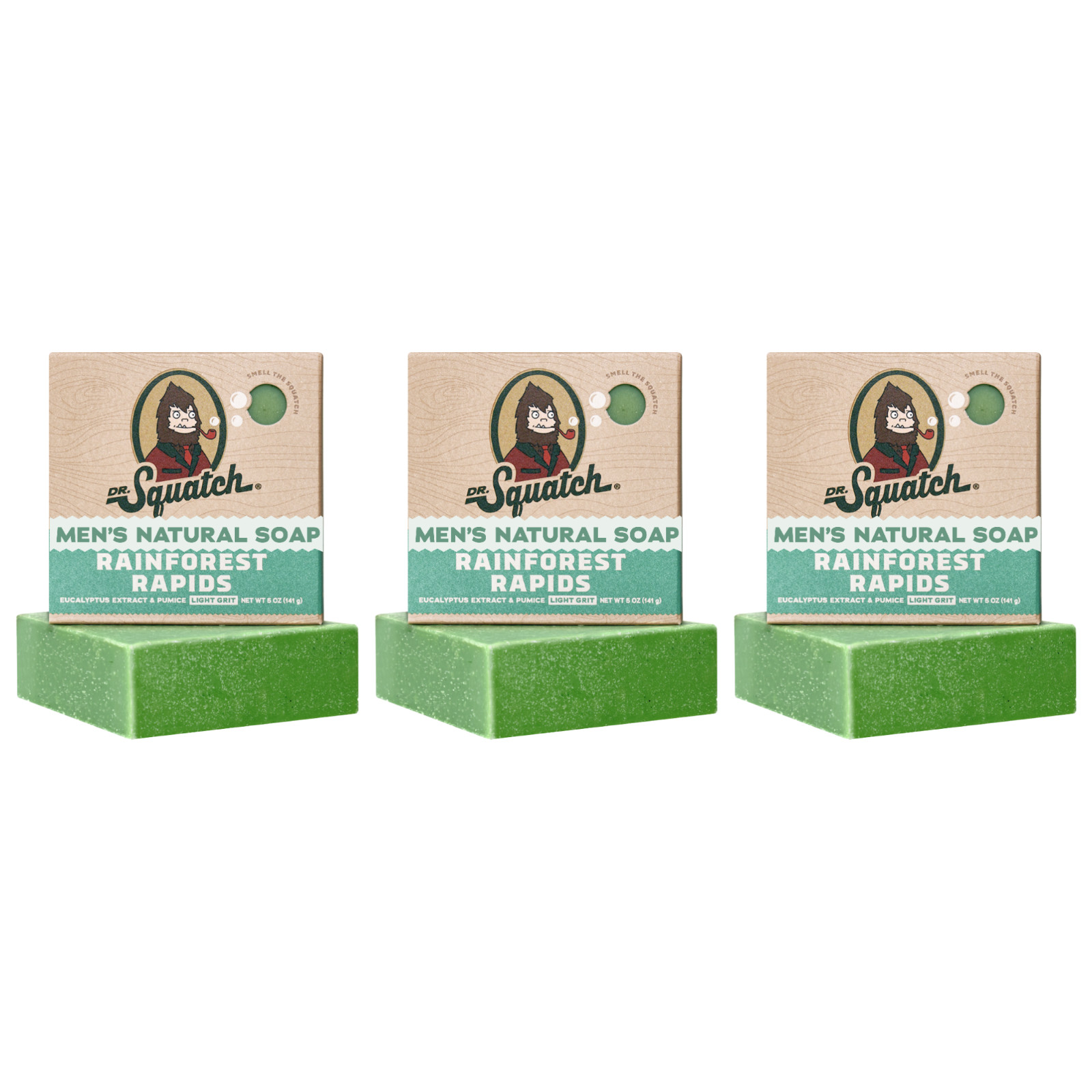 Dr. Squatch Men\'s Soap Rainforest Rapids 5 oz 3-Bar Pack
