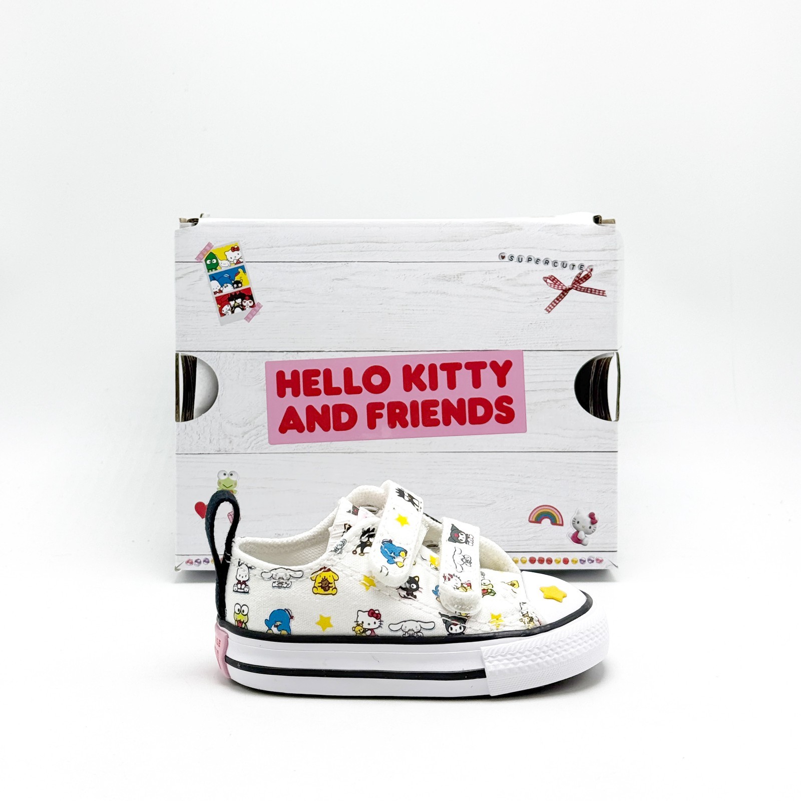 *NEW* Infant Chuck Taylor All Star X Hello Kitty Easy On Strap WHITE (A17703F)👍