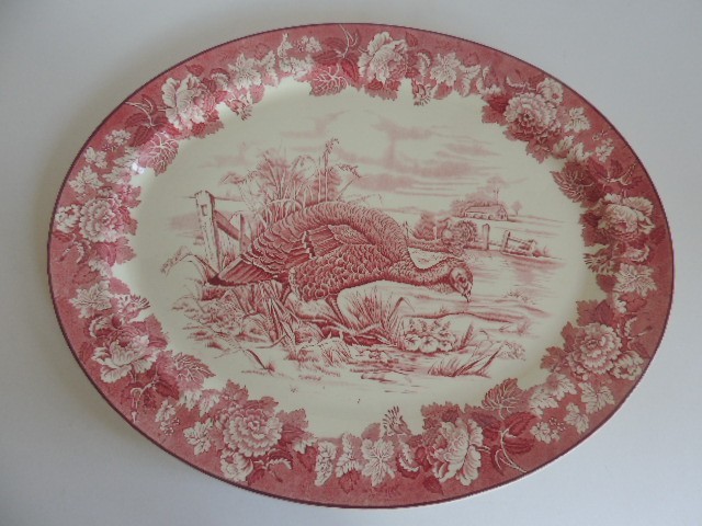 EXC Vintage Wood\'s 1930s-50s Red Transferware Large 21\