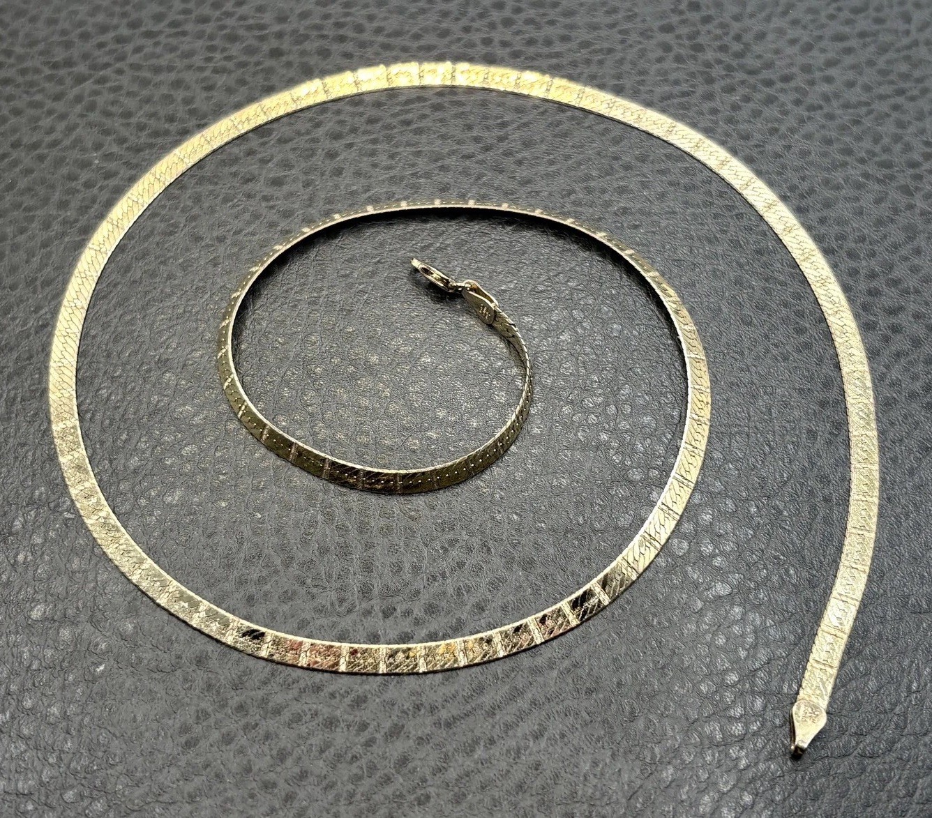 VTG MBC Italian Vermeil Sterling Silver Herringbone Reversible Chain Necklace VTG MBC Italian Vermeil Sterling Silver Herringbone Reversible Chain Necklace