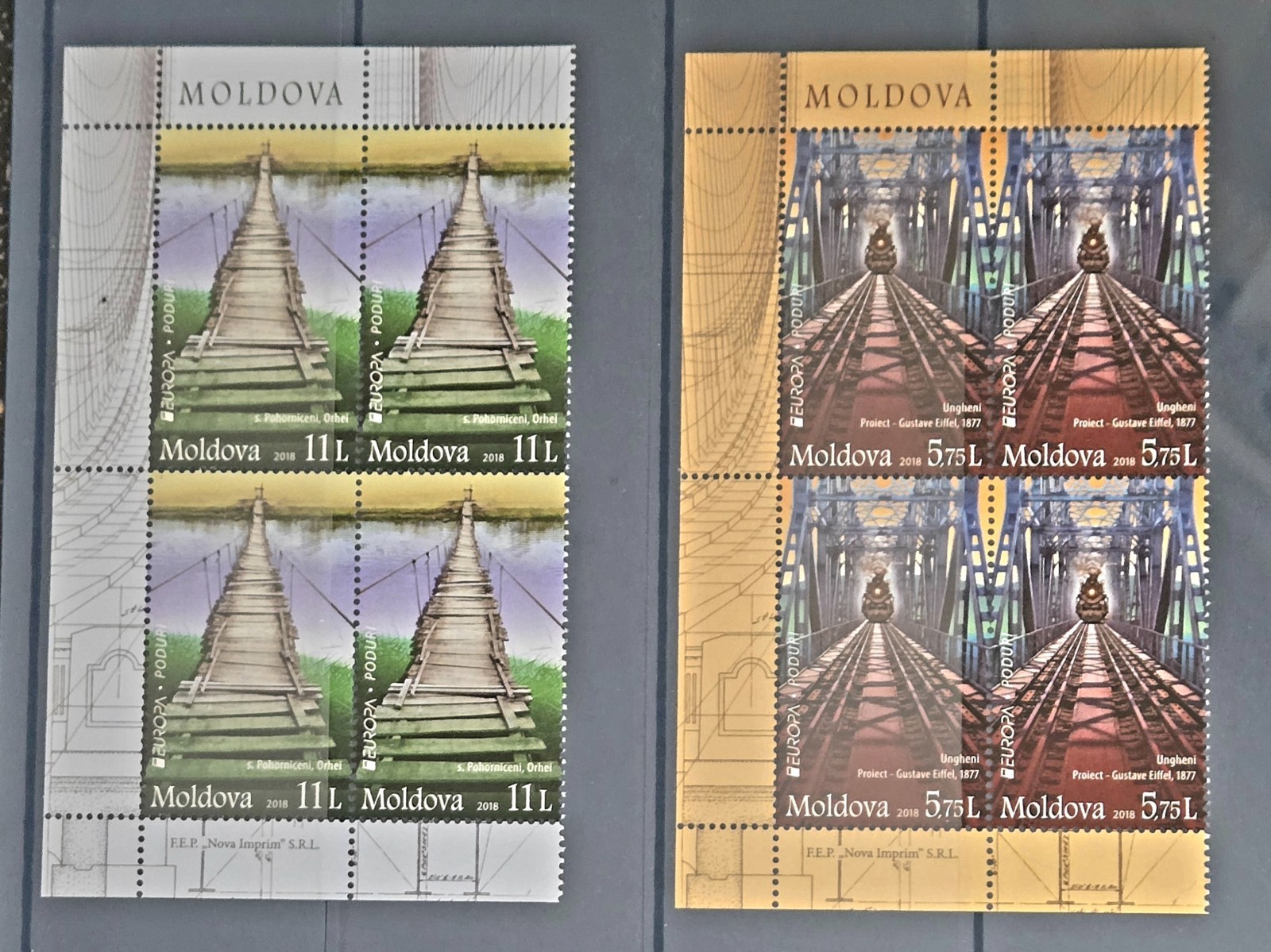 Moldova: 2018 Europa CEPT/ Bridges. Block Of 4. Set Of 2v, MNH Moldova: 2018 Europa CEPT/ Bridges. Block Of 4. Set Of 2v, MNH