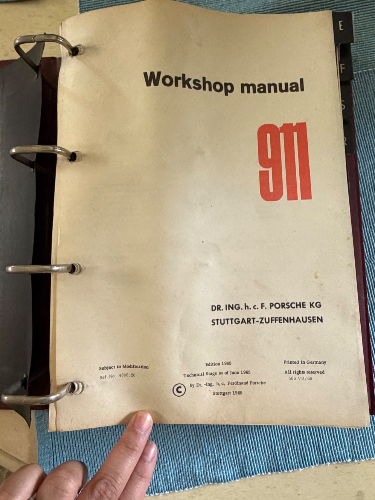 Original 1965 Porsche 911 Factory Workshop Manuals Vol. I & II – 2 Volume Set – 