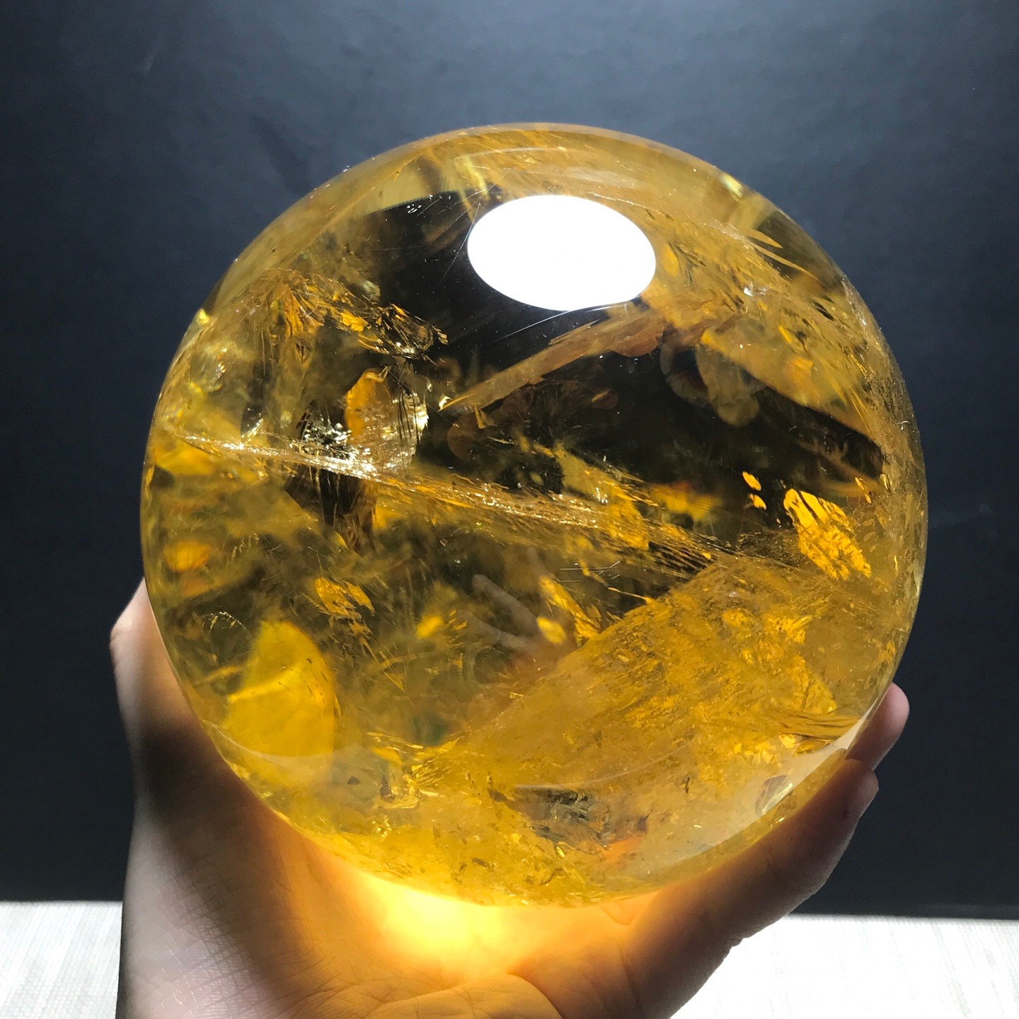 6.7LB  Large Natural Citrine Sphere Quartz Crystal Energy Ball Reiki Healing
