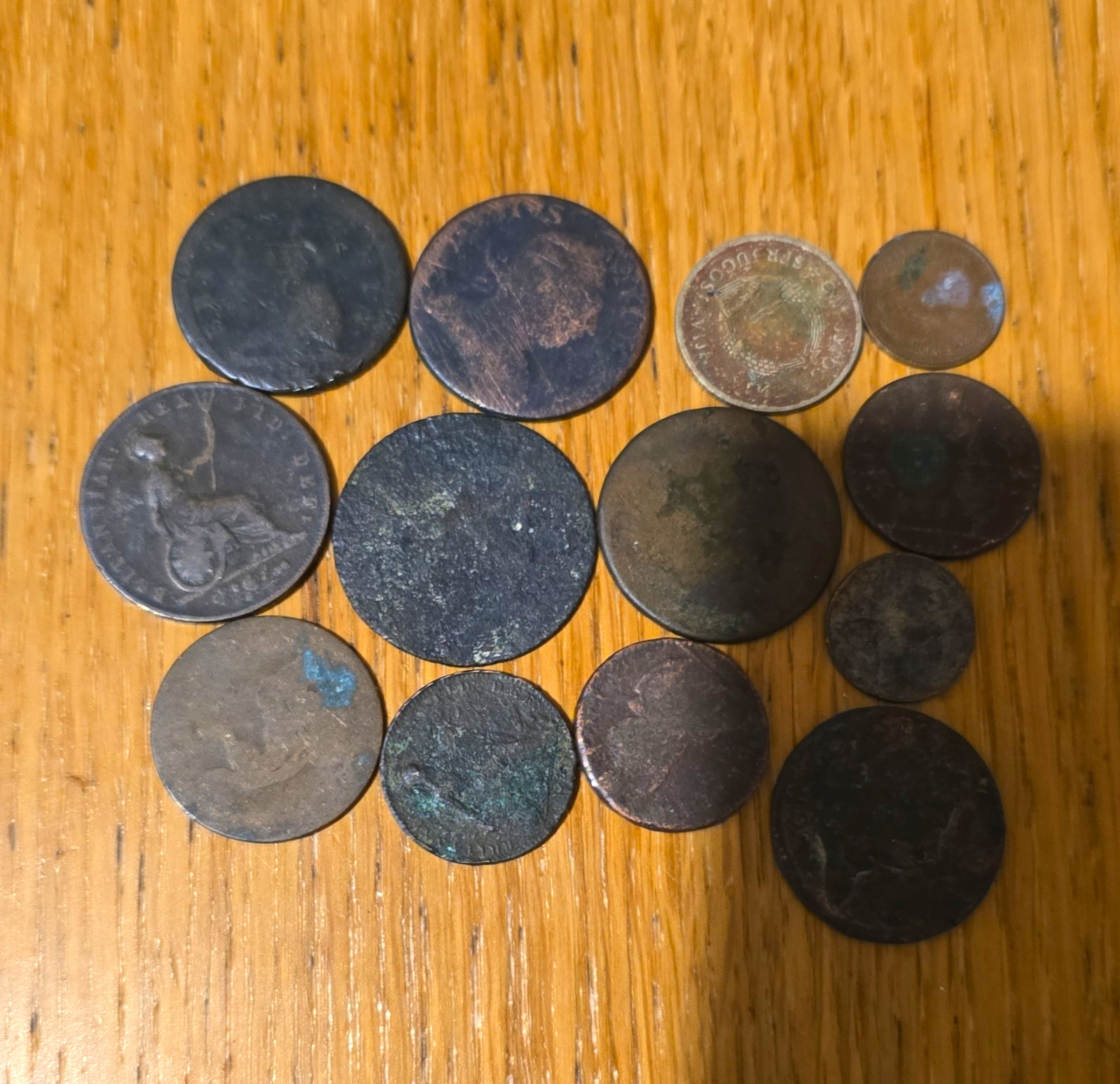 Antique British Ground-Found Copper Coins Uncleaned Georgian Detectorist Find