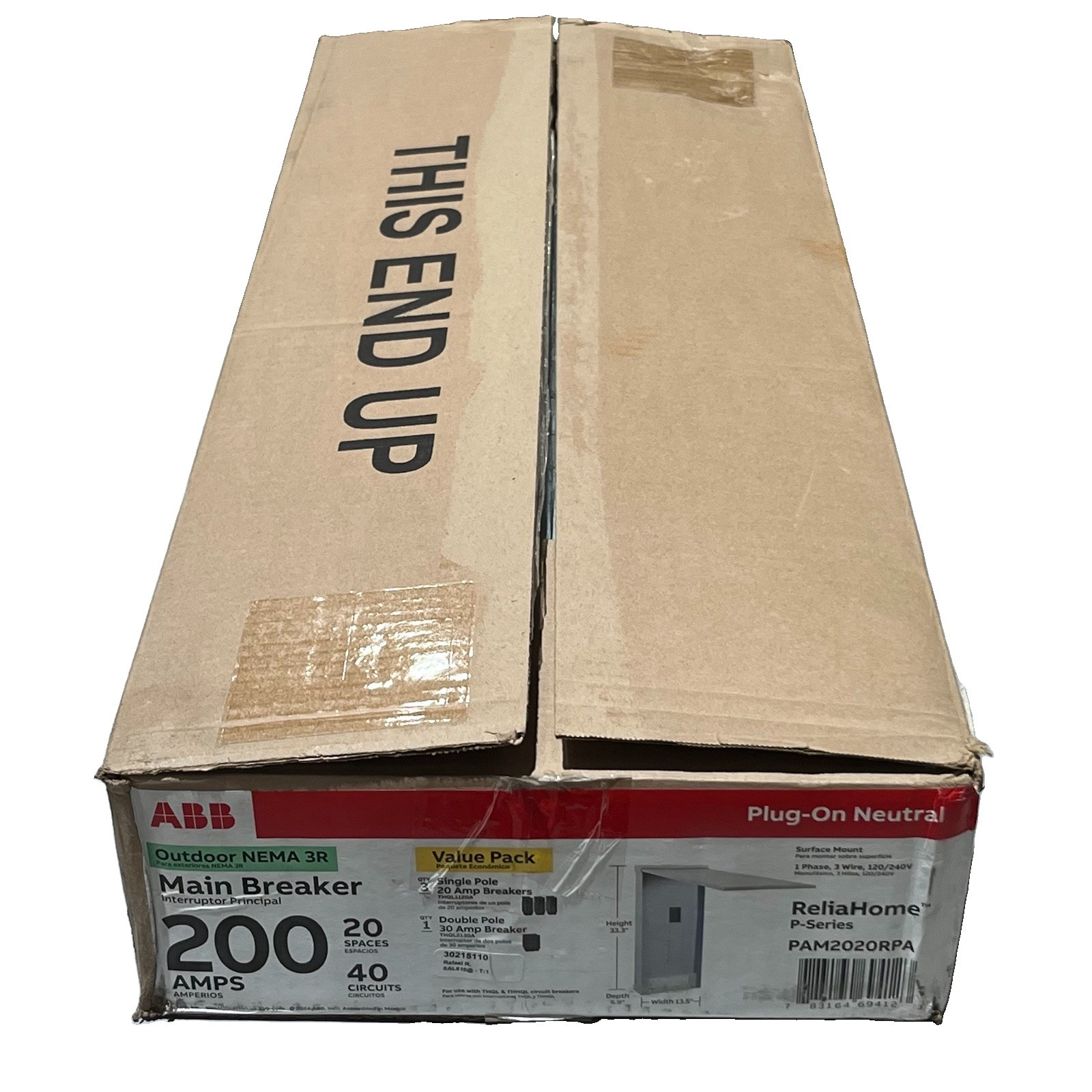 NEW ABB 200A 20/40 Outdoor Main Breaker Panel w/ Breakers - PAM2020RPA