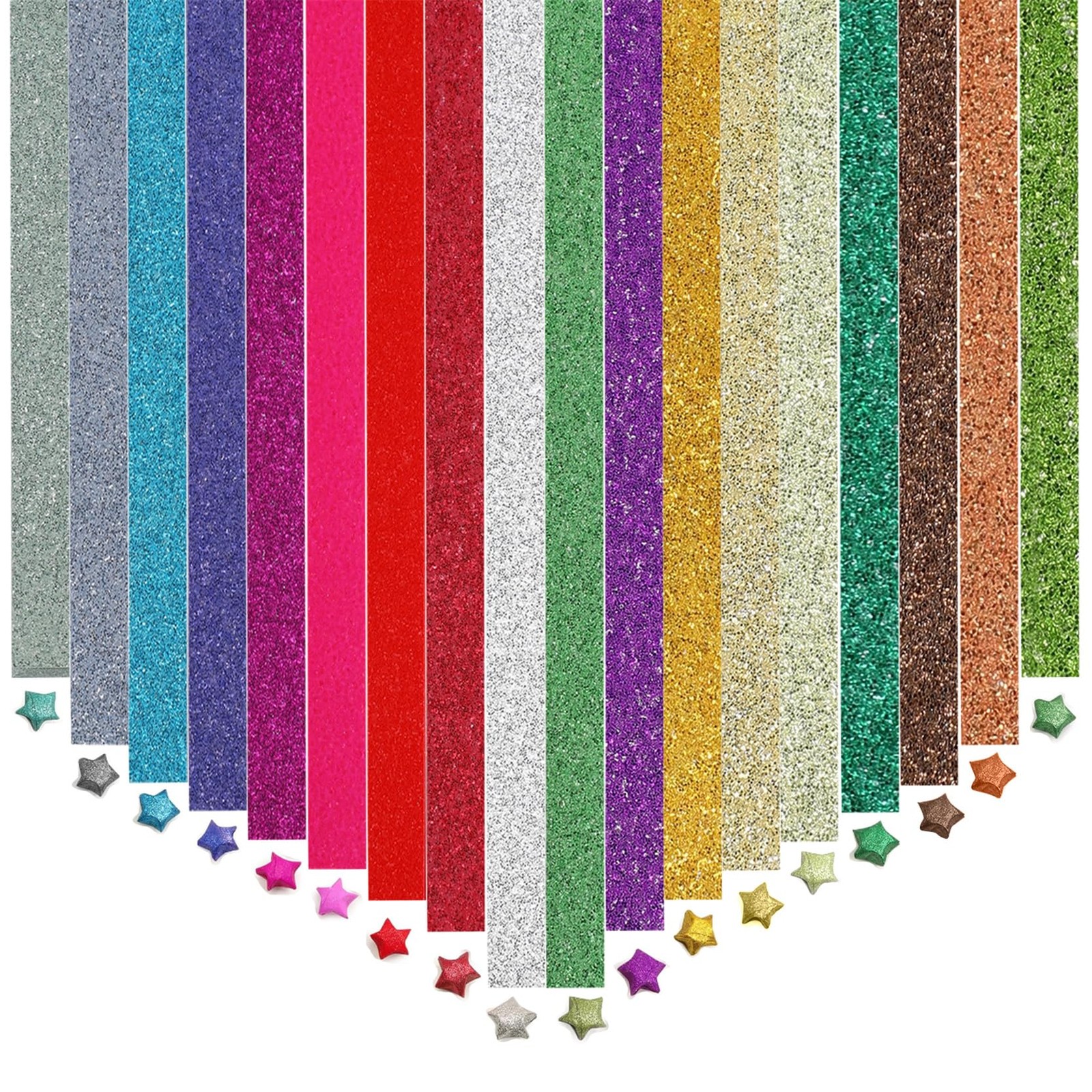 1080 Sheets Glitter Origami Star Paper Strips Sparkling Lucky Star DIY Hand Craf