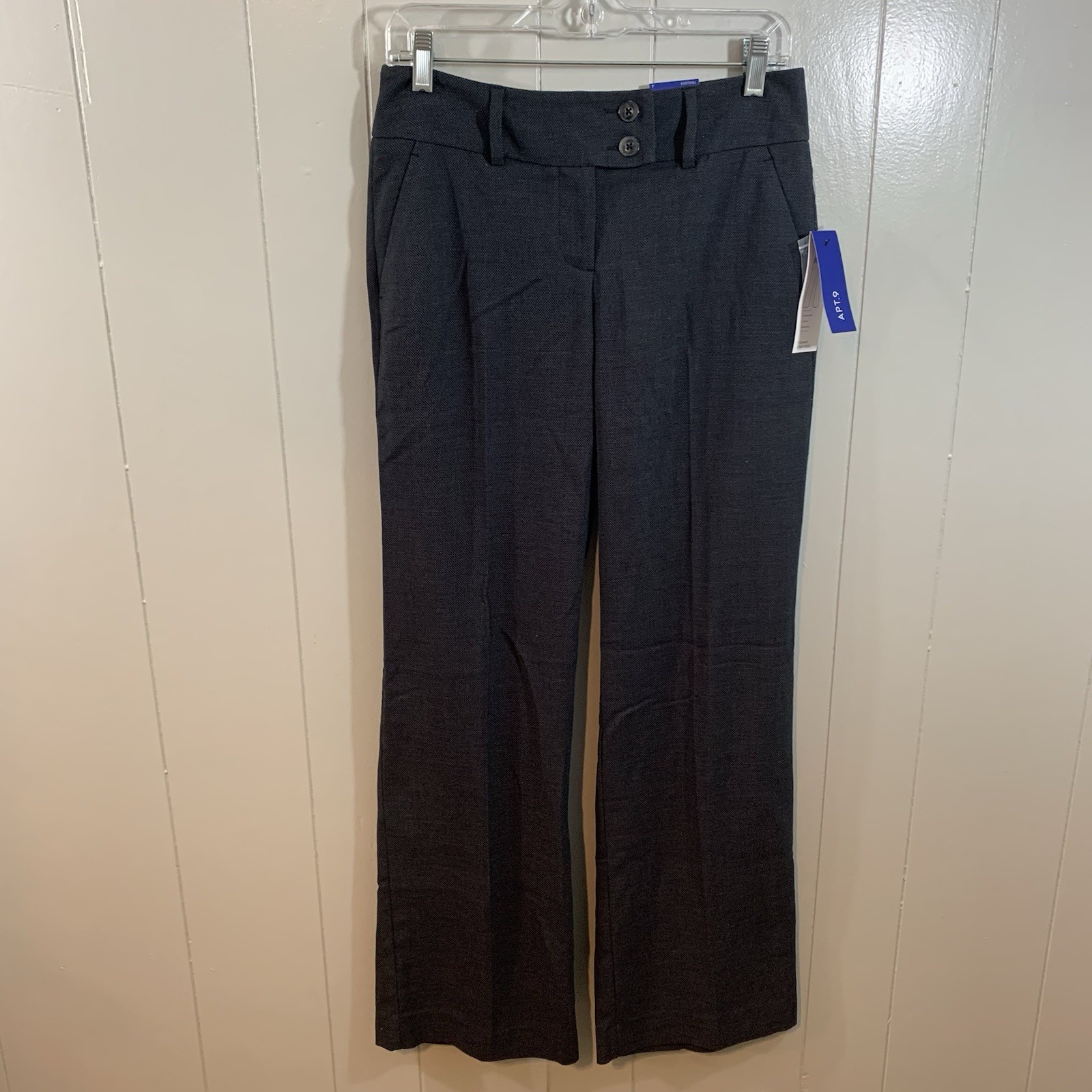 Apt. 9 Trouser Mid Rise Black Straight Leg Career Casual Neutral Pants 4 NEW