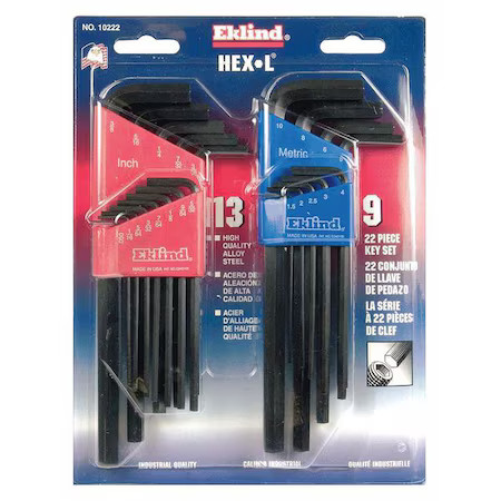Eklind 10222 22-Piece Combination Hex-L Key Set, Metric And Sae Color Coded Sets