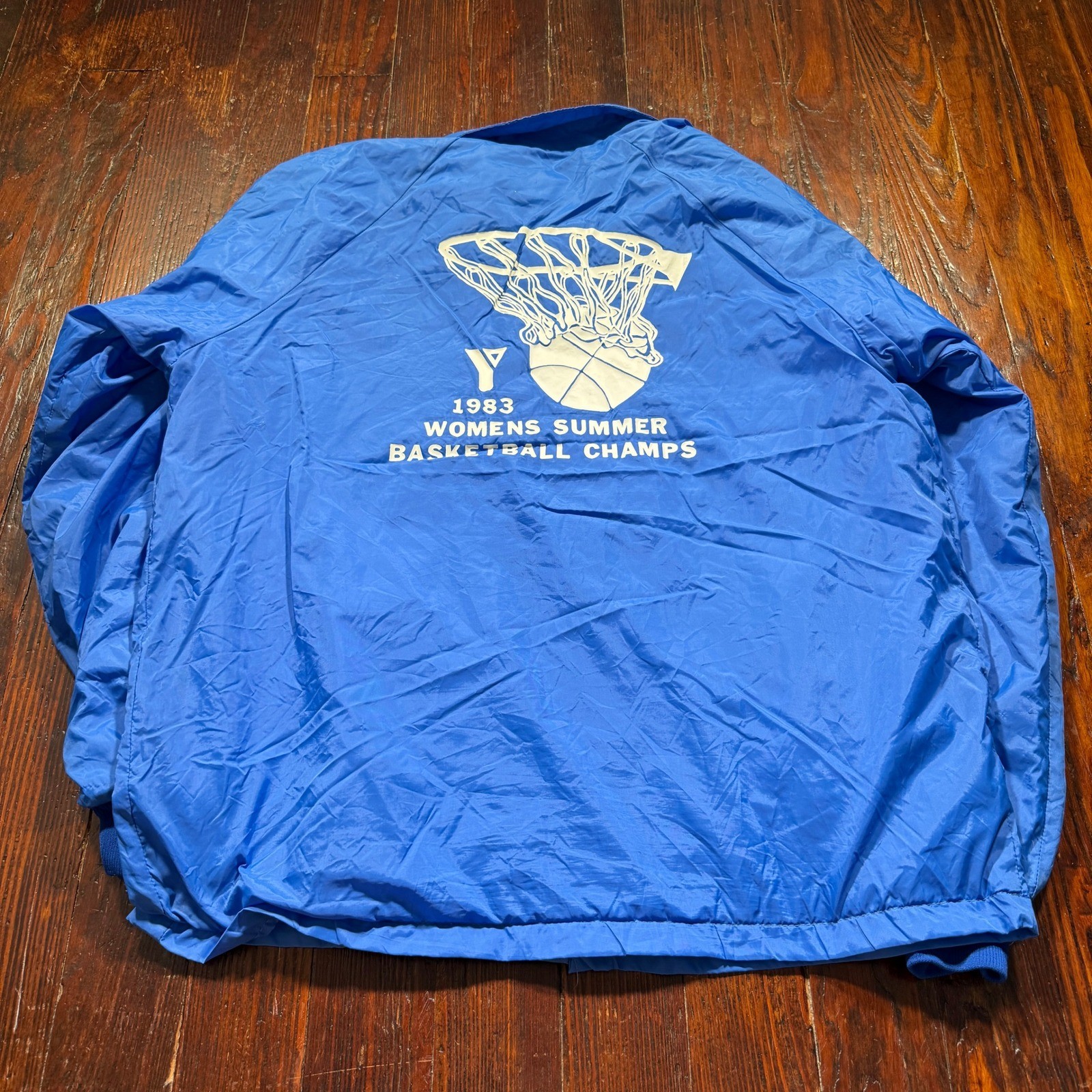 Vintage 1983 Coaches Jacket Mens XL Blue YMCA Womens Basketball Champs USA