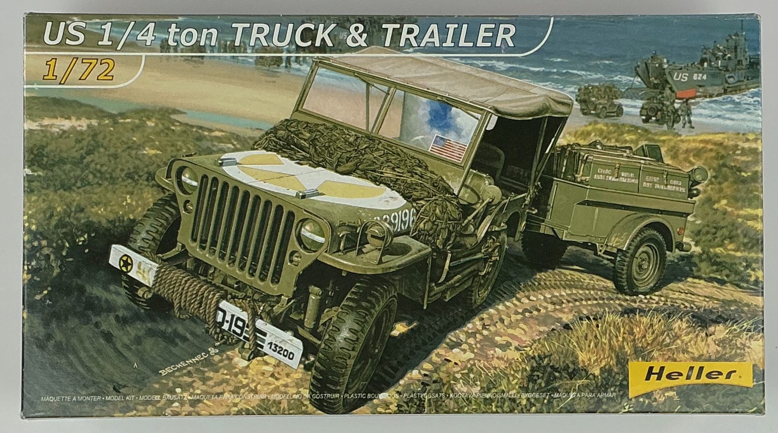 Heller 79997 US 1/4 Ton Truck & Trailer 1/72 Scale Model Kit Sealed Box