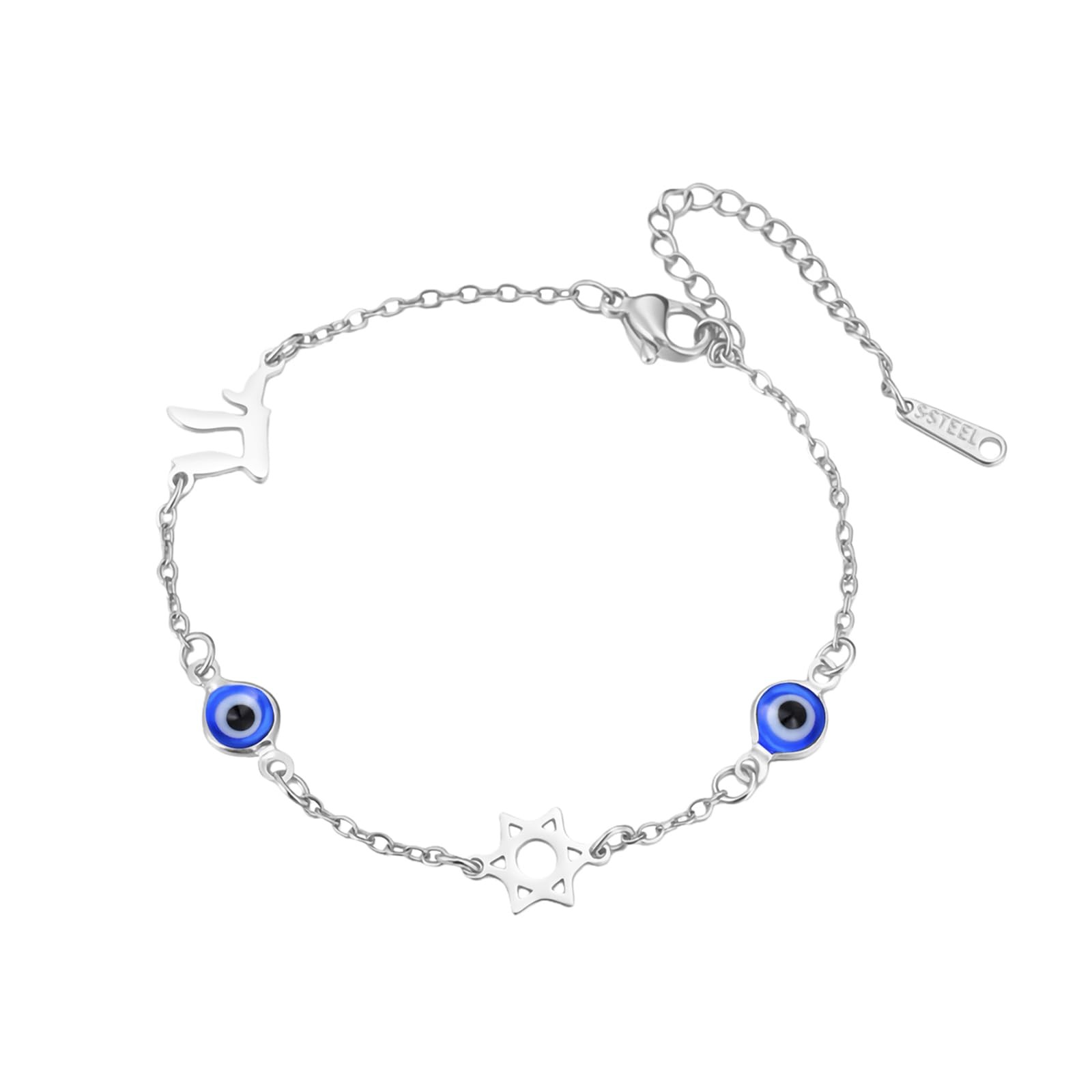 UNIFT Evil Eye Bracelet with Chai Hebrew Life & Star of David for Women Men S...