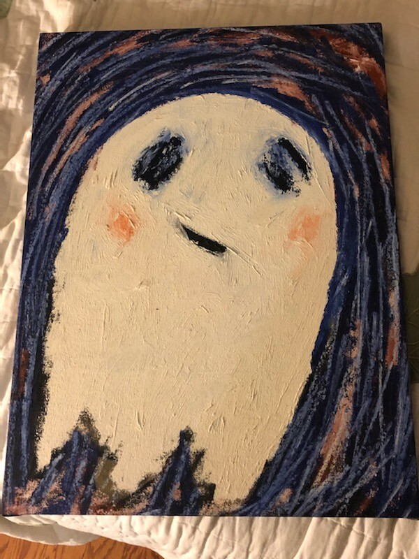 ADAM HANDLER BABY BLUE GHOST Art 2019 Oil Stick Acrylic Canvas COA Original ADAM HANDLER BABY BLUE GHOST Art 2019 Oil Stick Acrylic Canvas COA Original