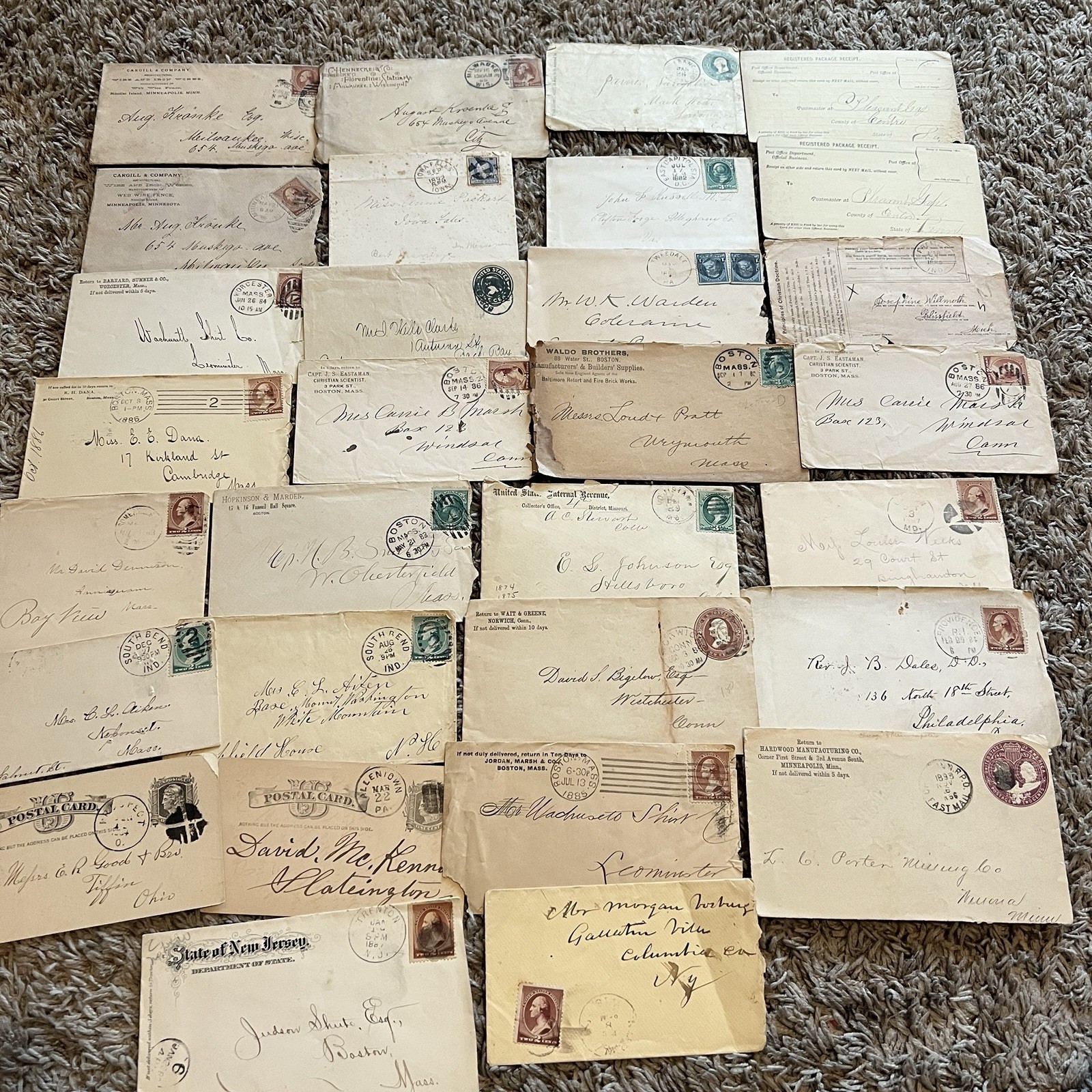 VINTAGE 1880\'s LOT OF 30 U.S. COVERS POSTAL CARDS ANTIQUE HANDSTAMP CANCELS VINTAGE 1880\'s LOT OF 30 U.S. COVERS POSTAL CARDS ANTIQUE HANDSTAMP CANCELS