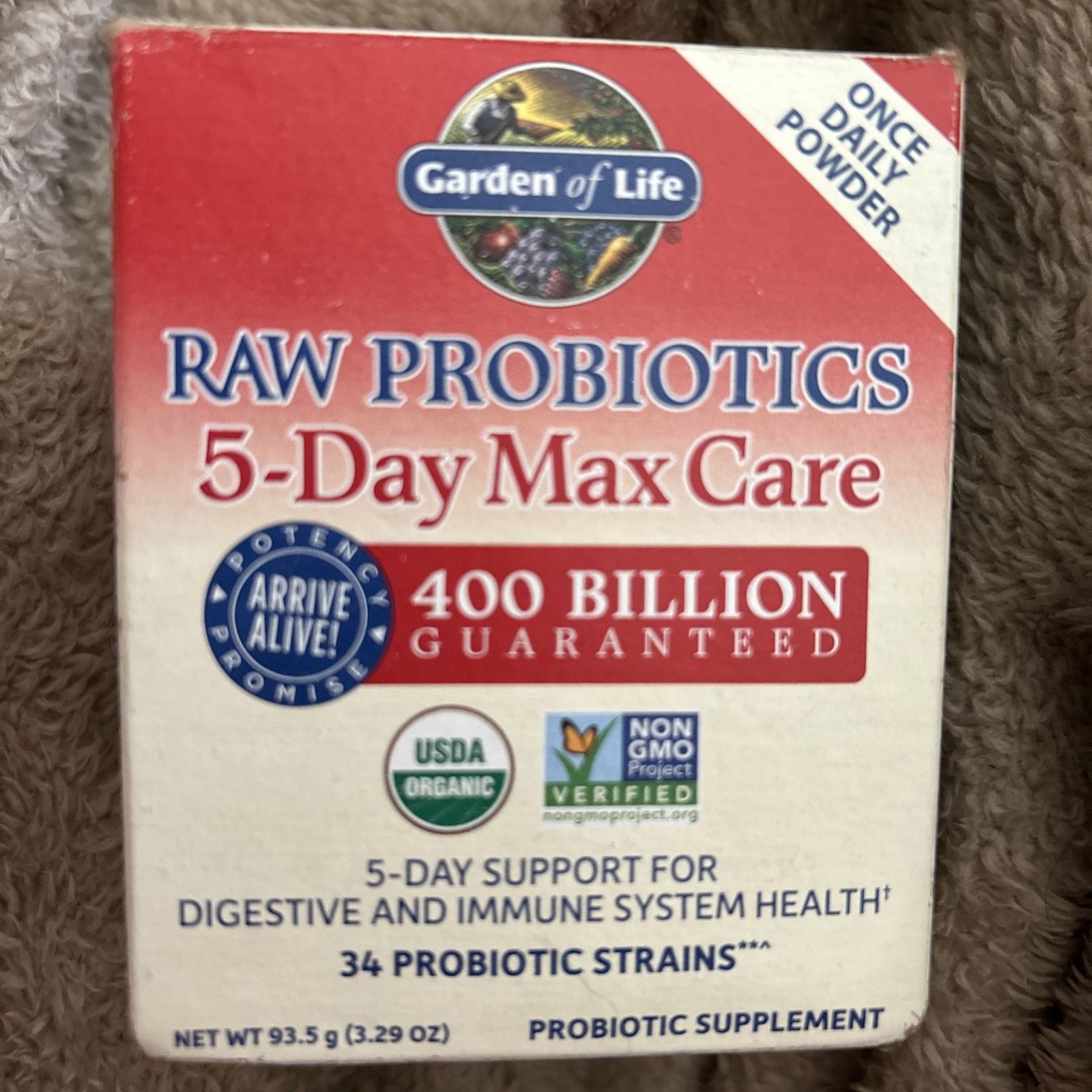 Garden Of Life Raw Probiotics 5-Day Max Care - 93.5g/3.29oz Exp-10/26 No Return