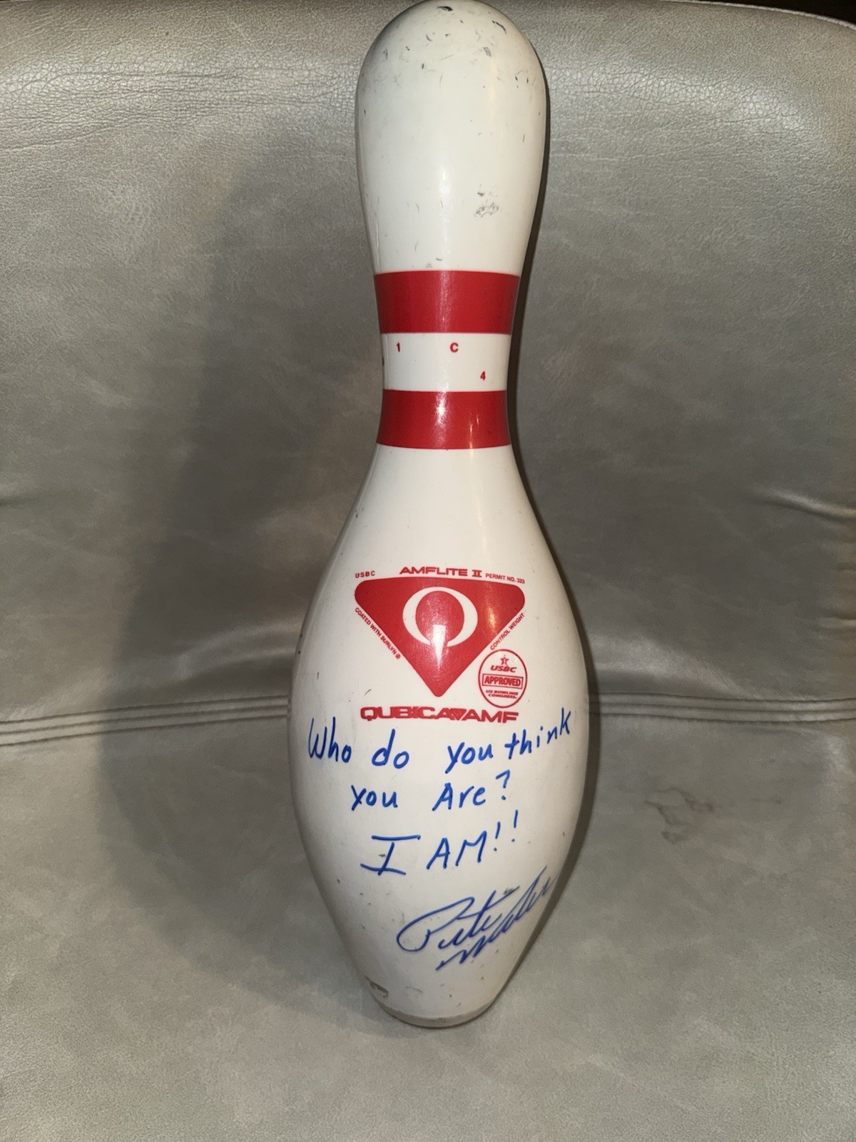 Pete Weber Signed Bowling Pin, Who Do You Think You Are? I Am JSA WITNESS COA
