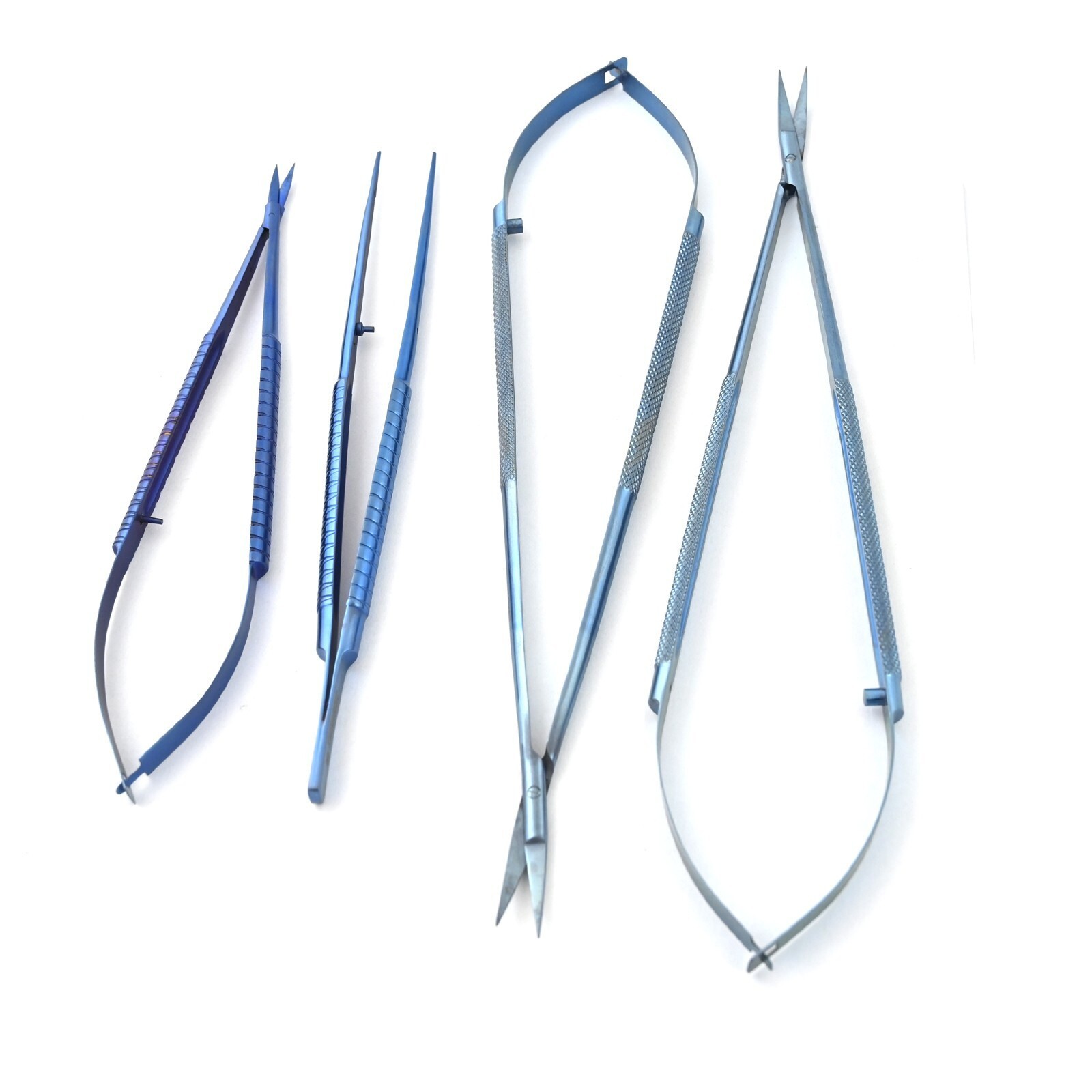 Set Of 4 Pieces Castroviejo Scissors Str/Cvd +Tying Micro Fcp Titanium