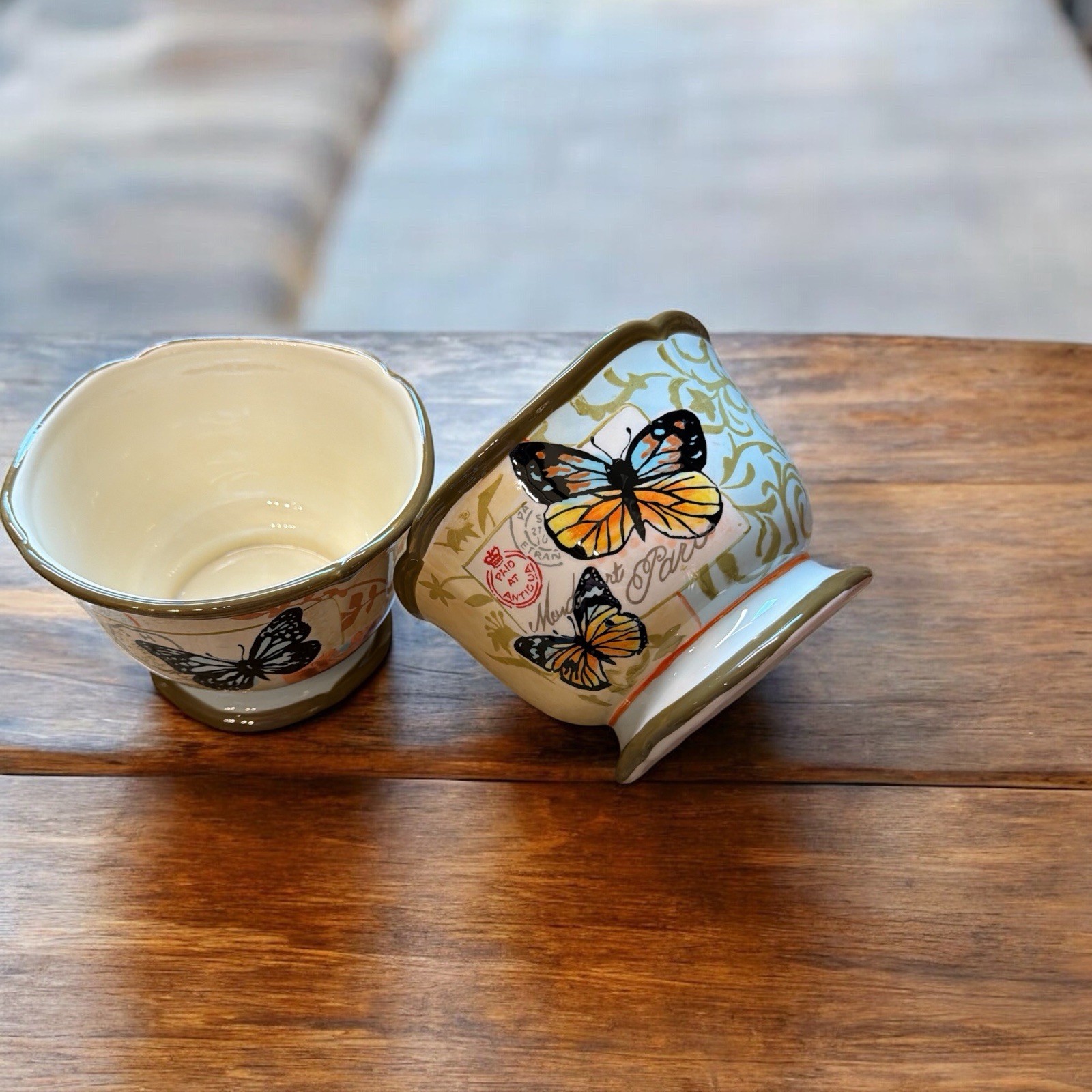 Certified International Jennifer Brinley Antiqua Butterfly Soup Bowls Set of 2