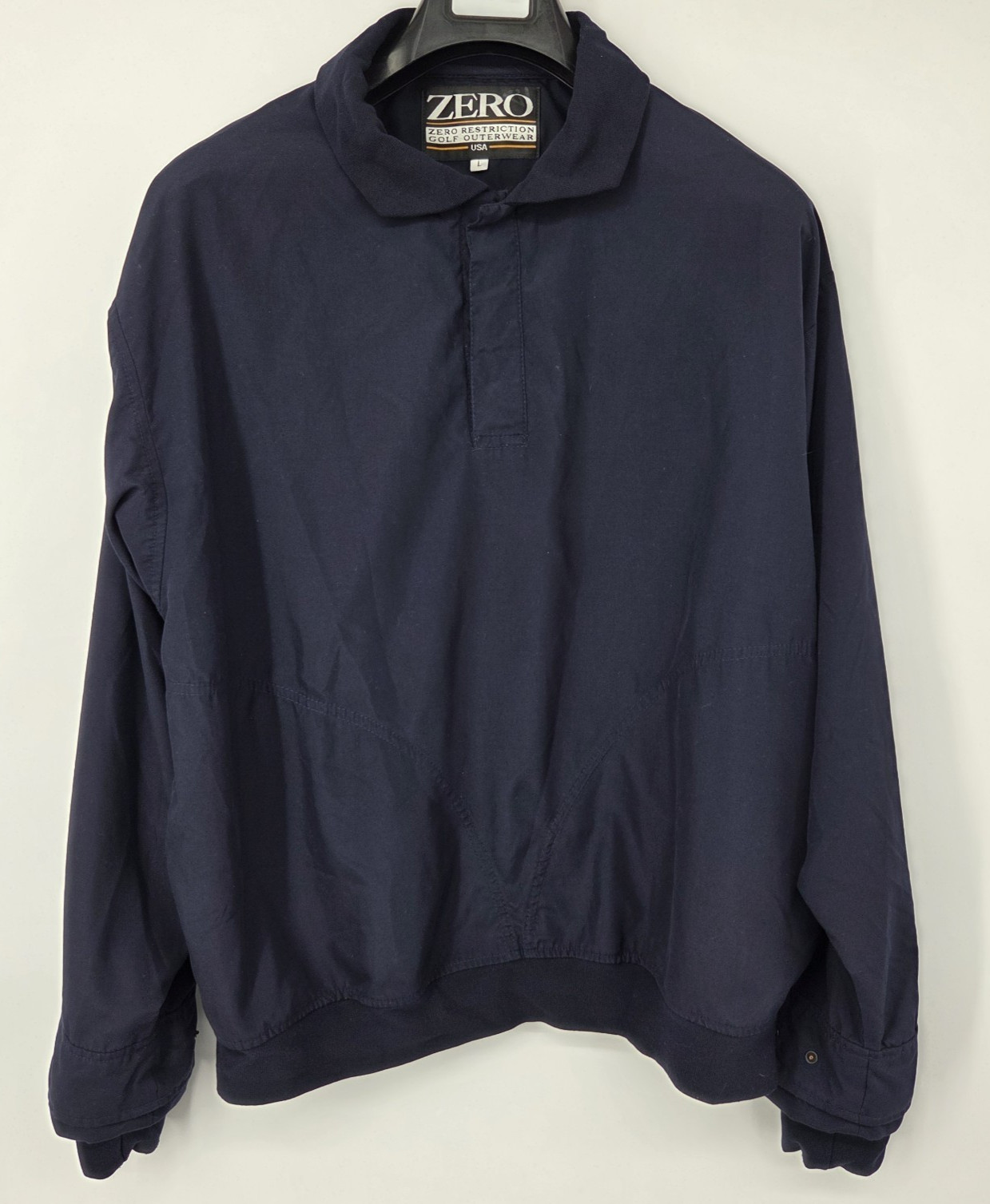 Zero Restriction 1/4 Snap Pullover Long Sleeve Windbreaker Men\'s Large Navy Blue