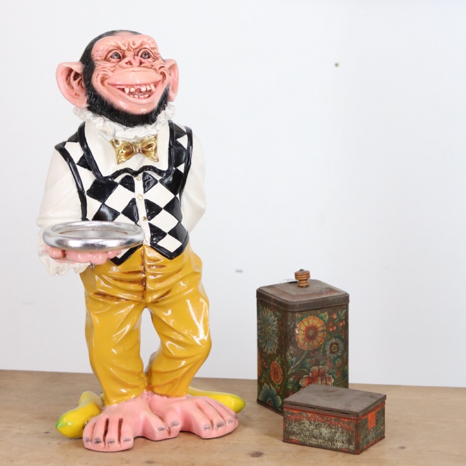 Waiter Monkey Butler Statue with Serving Tray 2 Foot