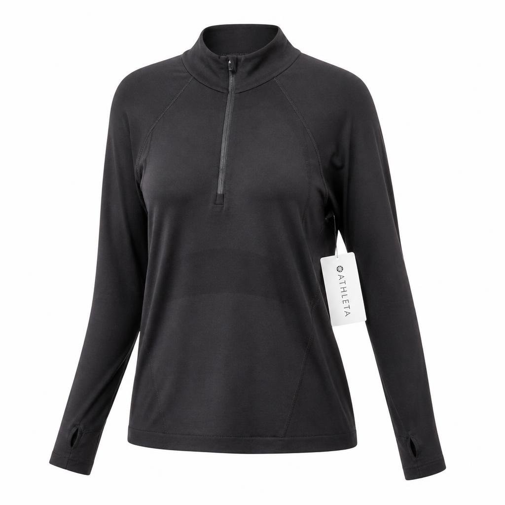 Athleta Half Zip Top Womens L Black Momentum Seamless Performance Athleisure Athleta Half Zip Top Womens L Black Momentum Seamless Performance Athleisure