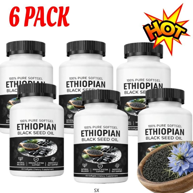 Ethiopian Black Seed Oil Softgels 4.64% Thymoquinone Non GMO Gluten Free 6pc Hot