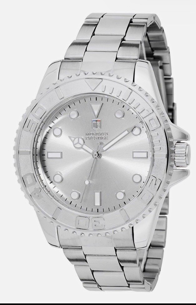 Montres Prestige Prestige Men’s Analog Quartz Watch 40-43.9mm Silver SS 3m
