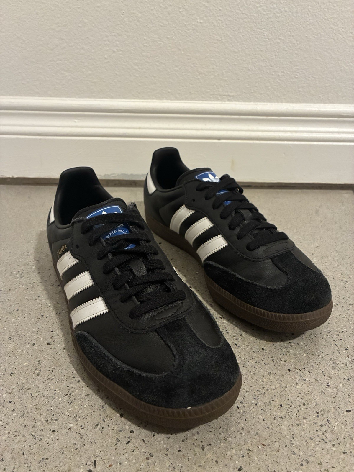 adidas Samba Black White Gum Low Top Lace-Up Men\'s Sneakers Rubber Outsole